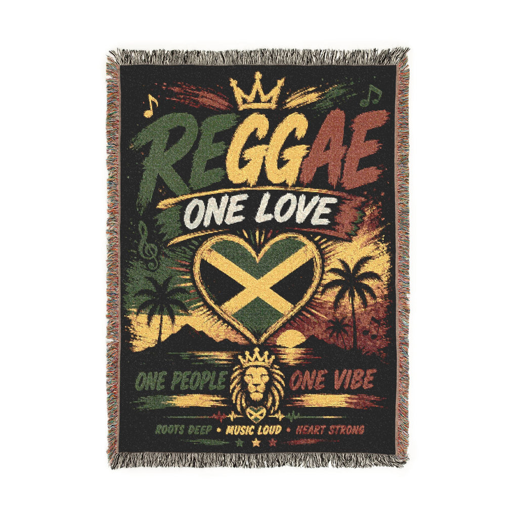 Reggae One Love Woven Blanket | Jamaica Throw | Caribbean Home Decor