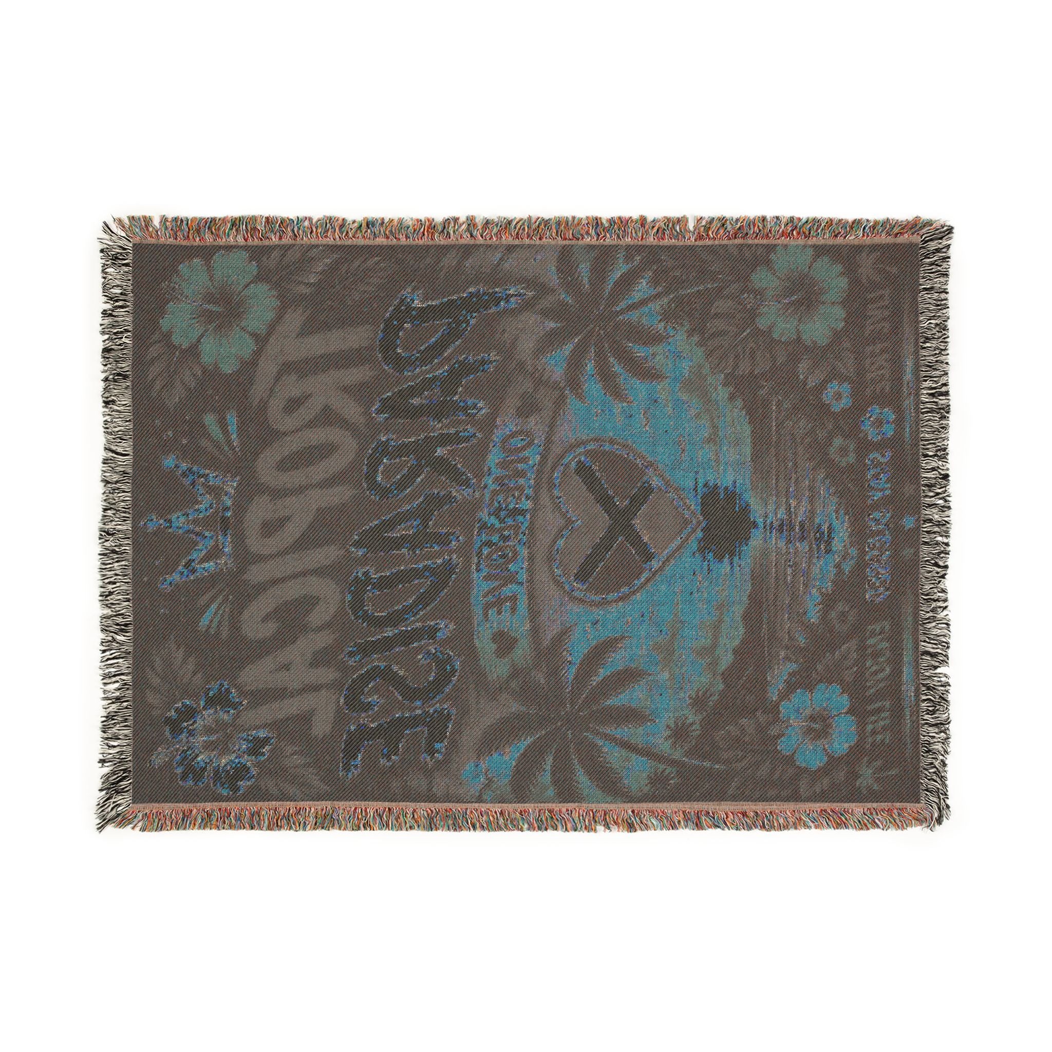Tropical Paradise One Love Woven Blanket | Caribbean Beach Throw | Island Home Decor