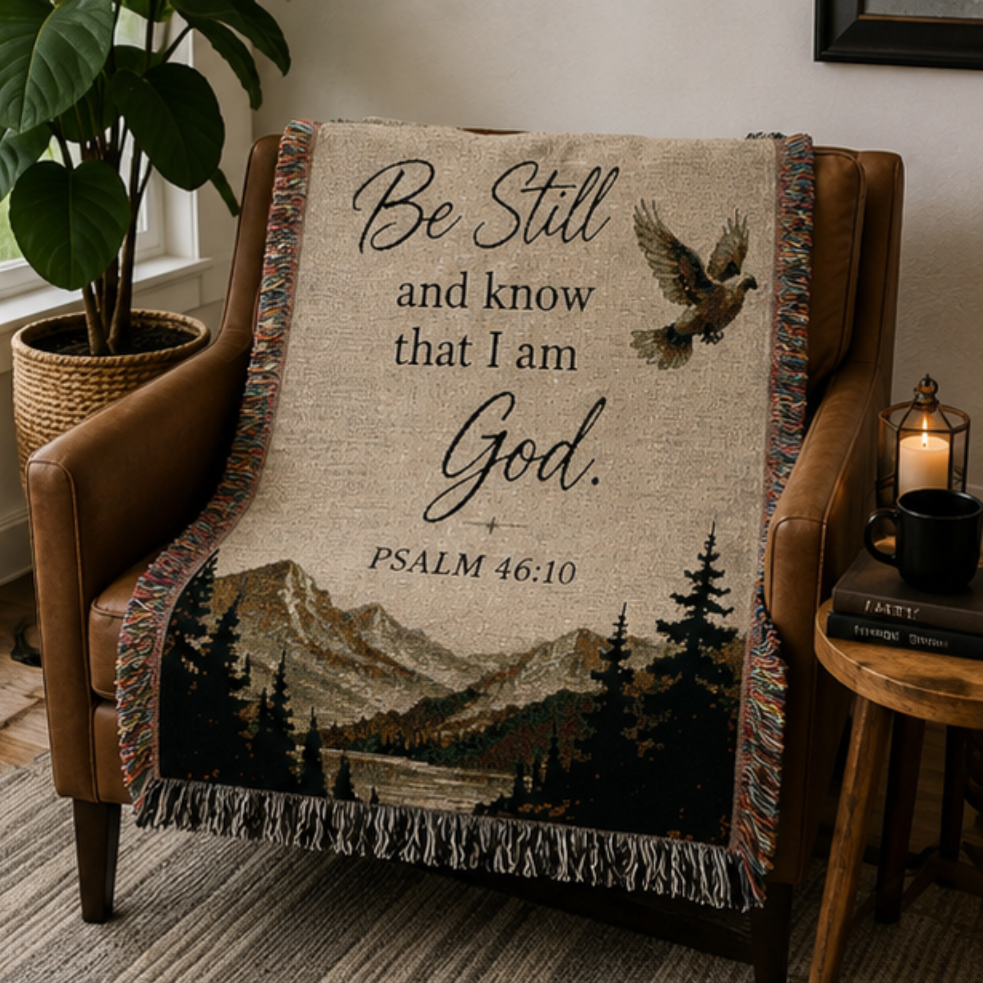 Be Still and Know | Inspirational Christian Woven Blanket | Faith Home Décor Throw | Cozy Religious Gift