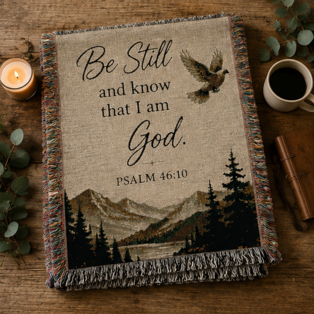Be Still and Know | Inspirational Christian Woven Blanket | Faith Home Décor Throw | Cozy Religious Gift