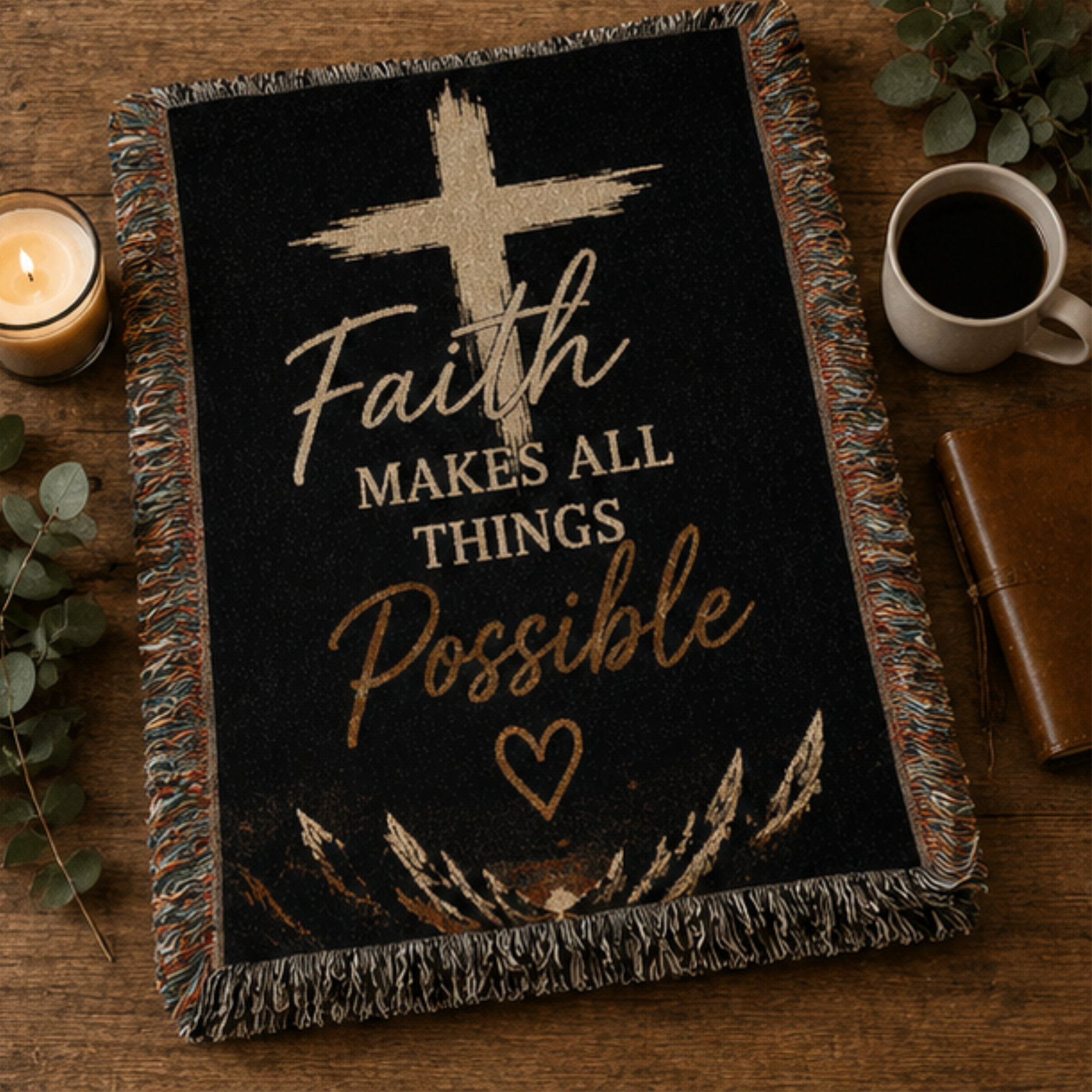 Faith Makes All Things Possible Woven Blanket