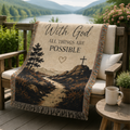 With God All Things Are Possible Christian Woven Blanket | Inspirational Faith Throw