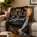 His Grace Is Sufficient Woven Blanket — Inspirational Christian Throw for Home & Church