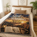 God Is Writing Your Story Woven Blanket — Inspirational Christian Throw for Faith, Prayer & Comfort