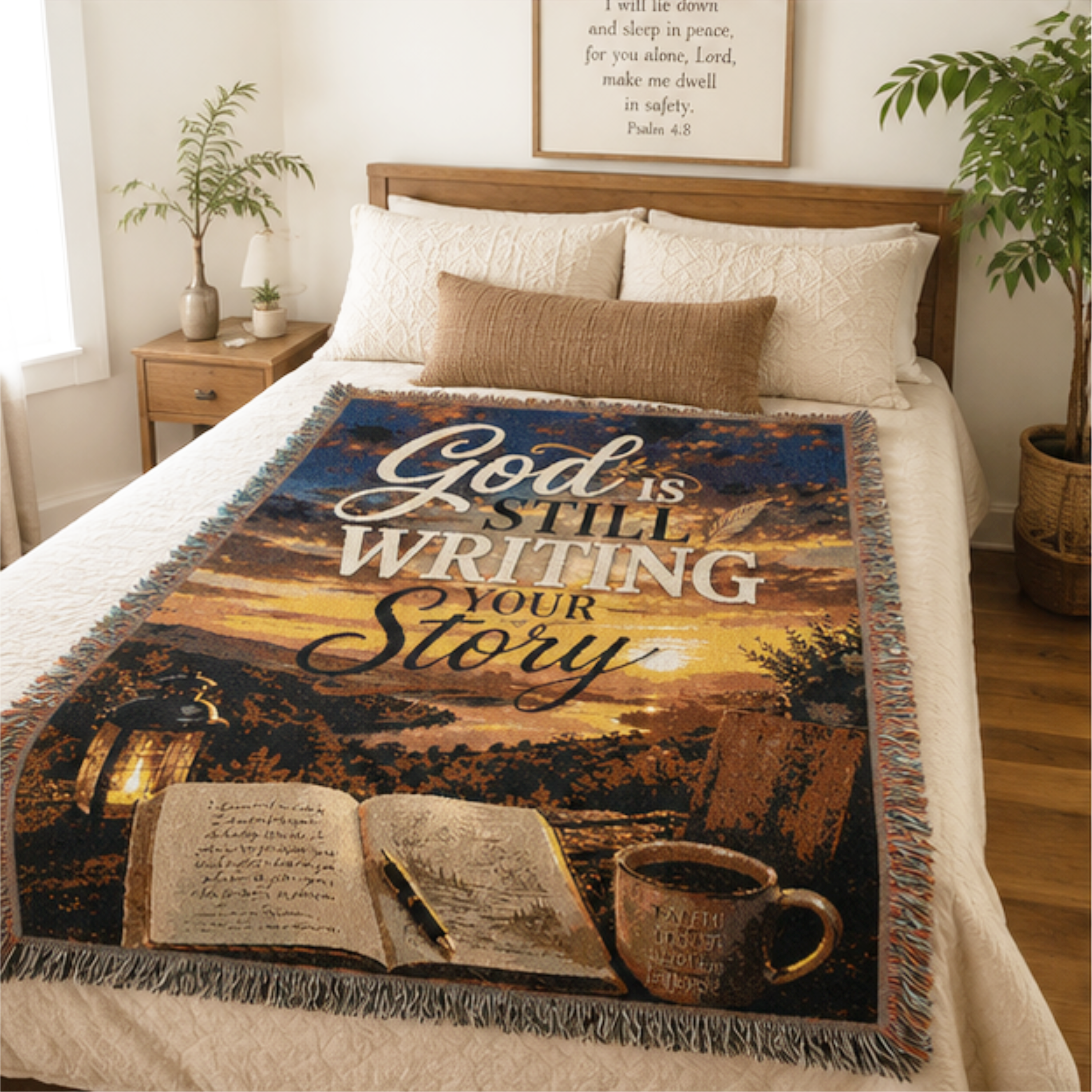God Is Writing Your Story Woven Blanket — Inspirational Christian Throw for Faith, Prayer & Comfort