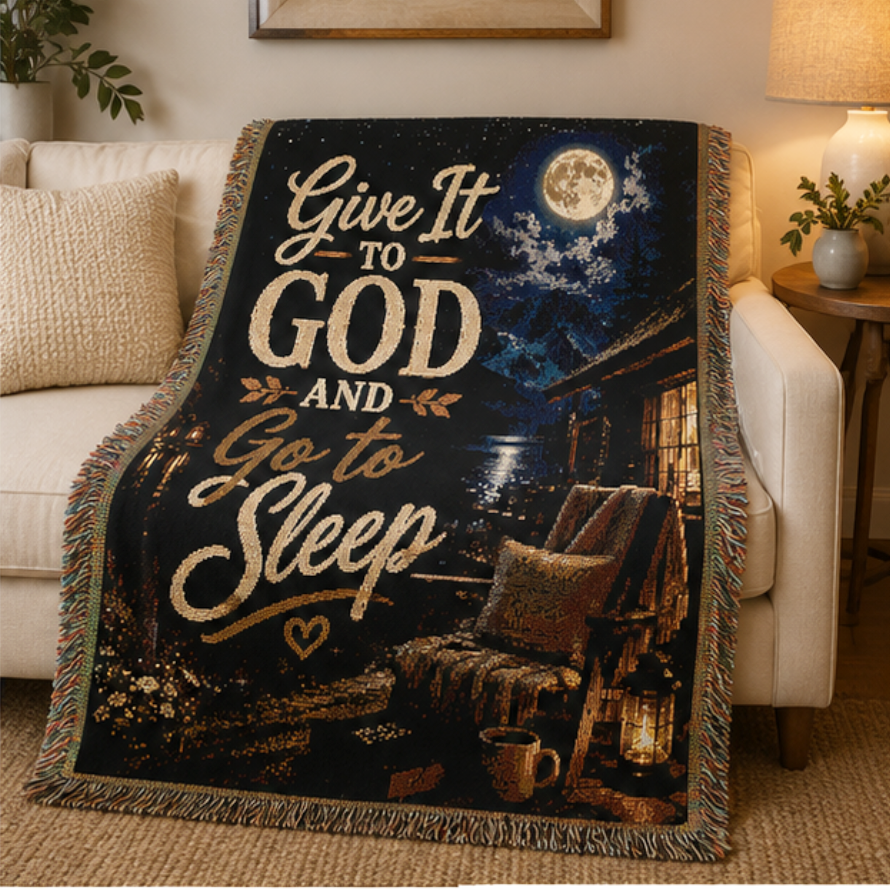 Give It To God Woven Blanket | Christian Throw | Inspirational Faith Gift