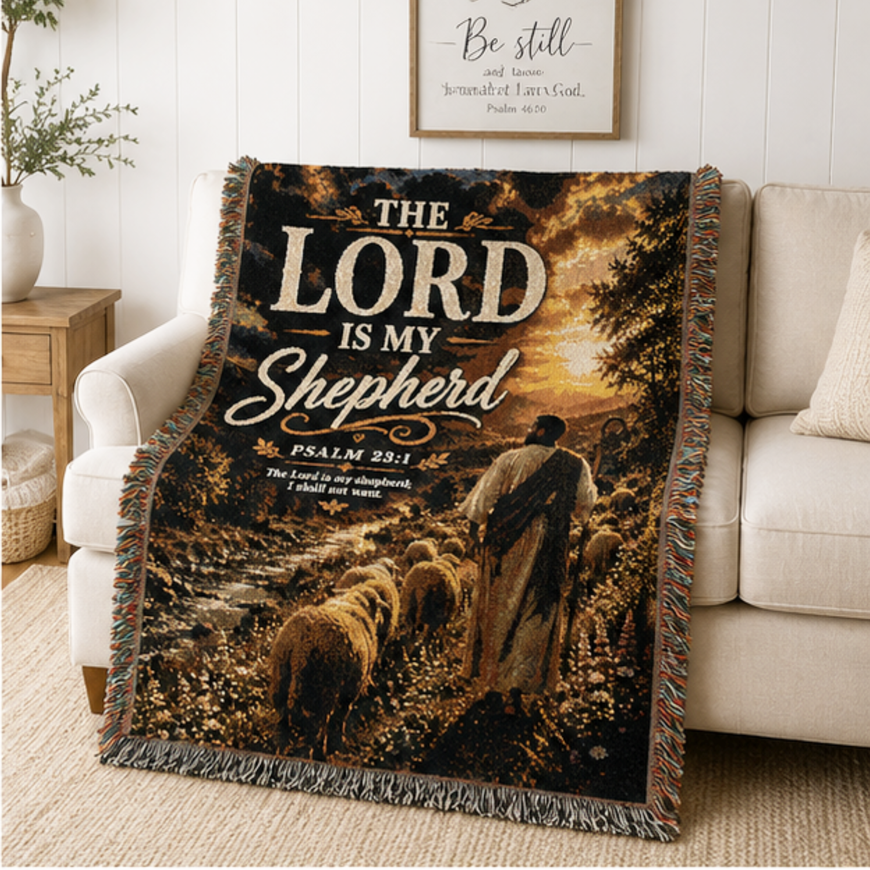 Woven Blanket The Lord Is My Shepherd Inspirational Christian Throw