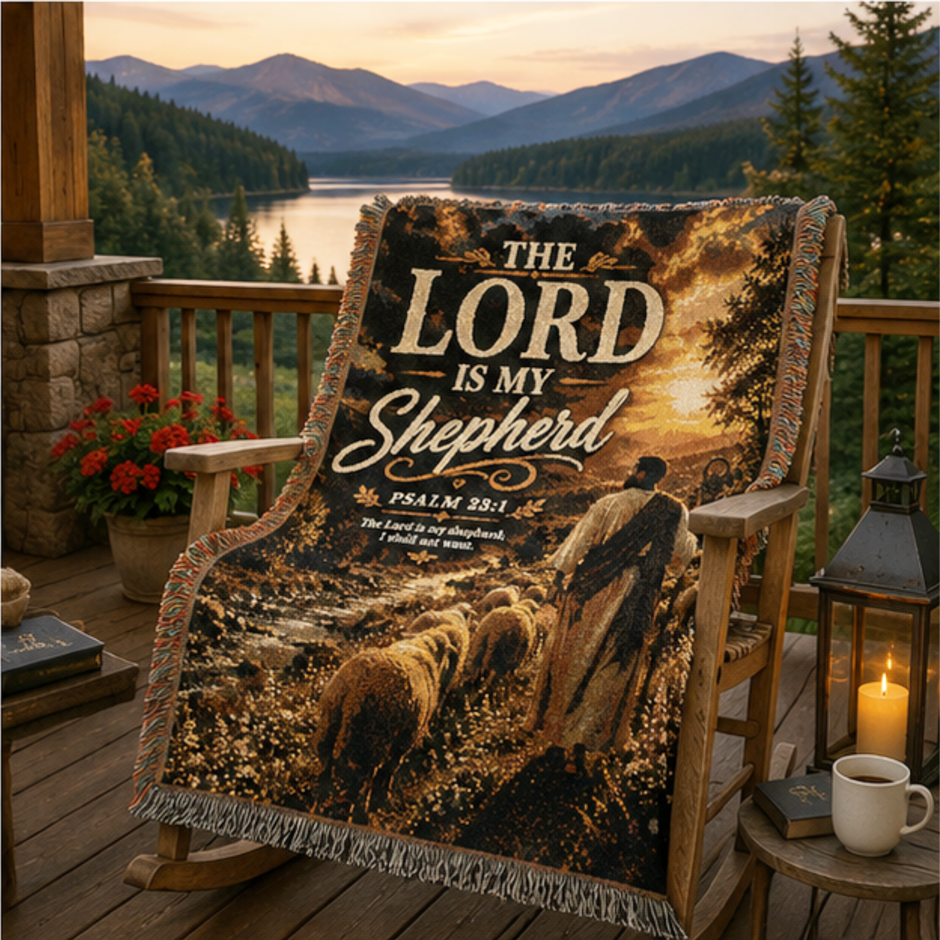 Woven Blanket The Lord Is My Shepherd Inspirational Christian Throw