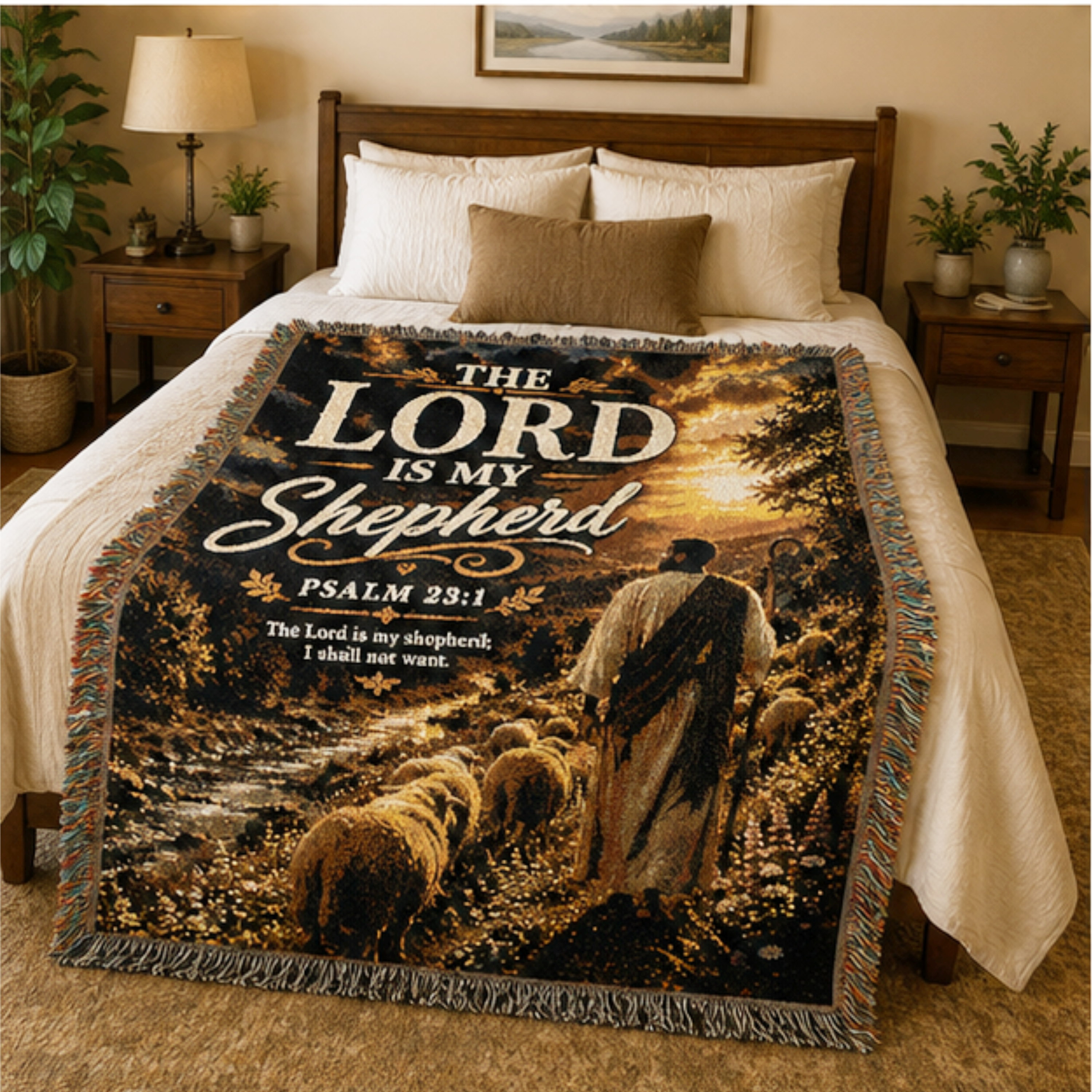 Woven Blanket The Lord Is My Shepherd Inspirational Christian Throw