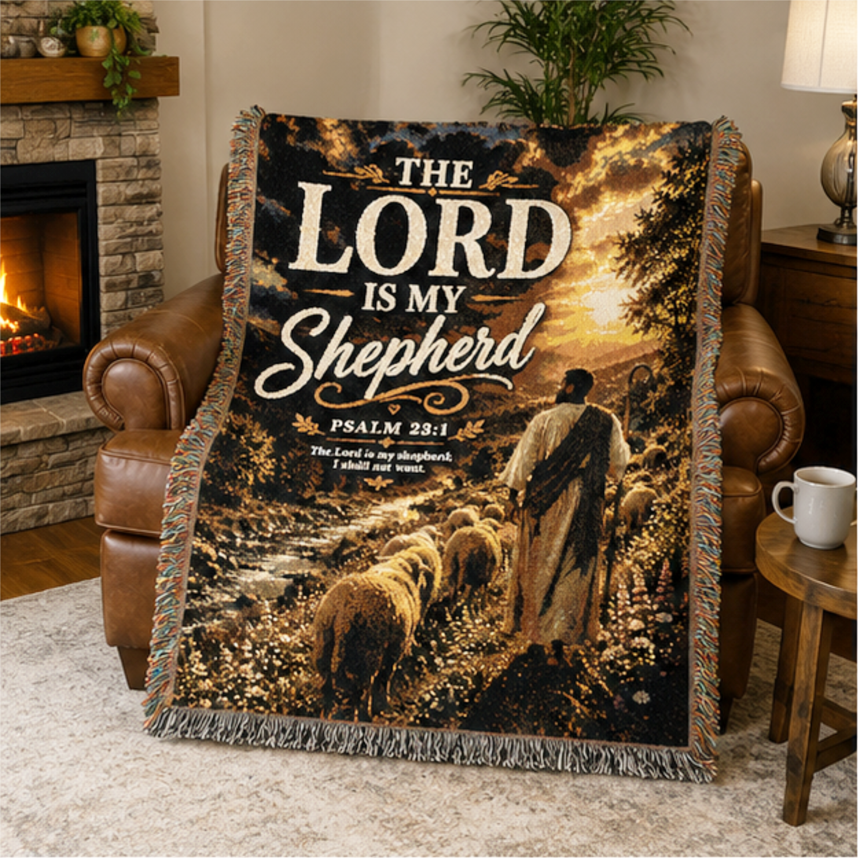Woven Blanket The Lord Is My Shepherd Inspirational Christian Throw