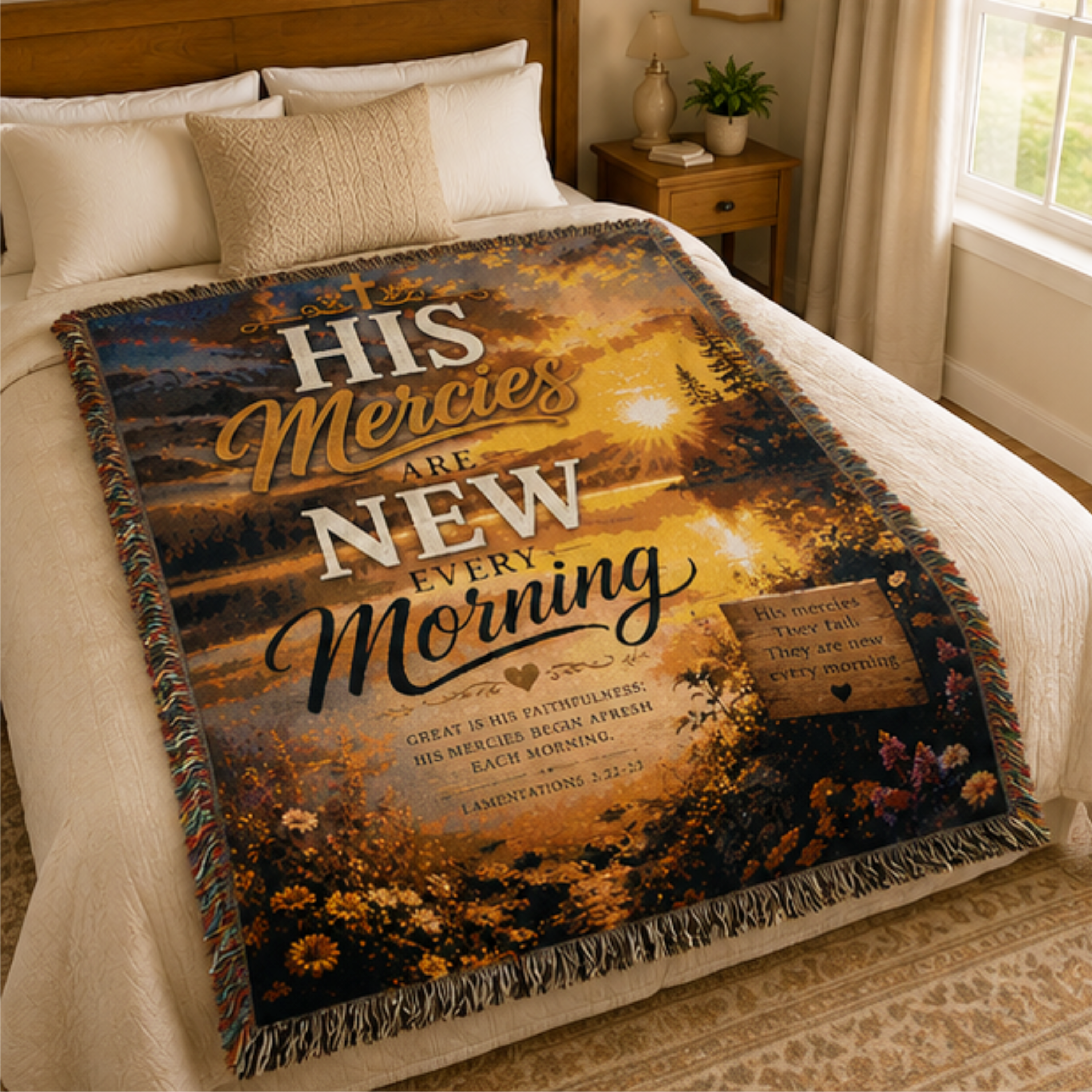 Woven Blanket His Mercies Are New Inspirational Christian Throw