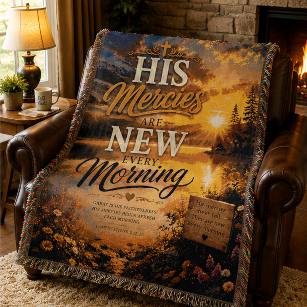 Woven Blanket His Mercies Are New Inspirational Christian Throw