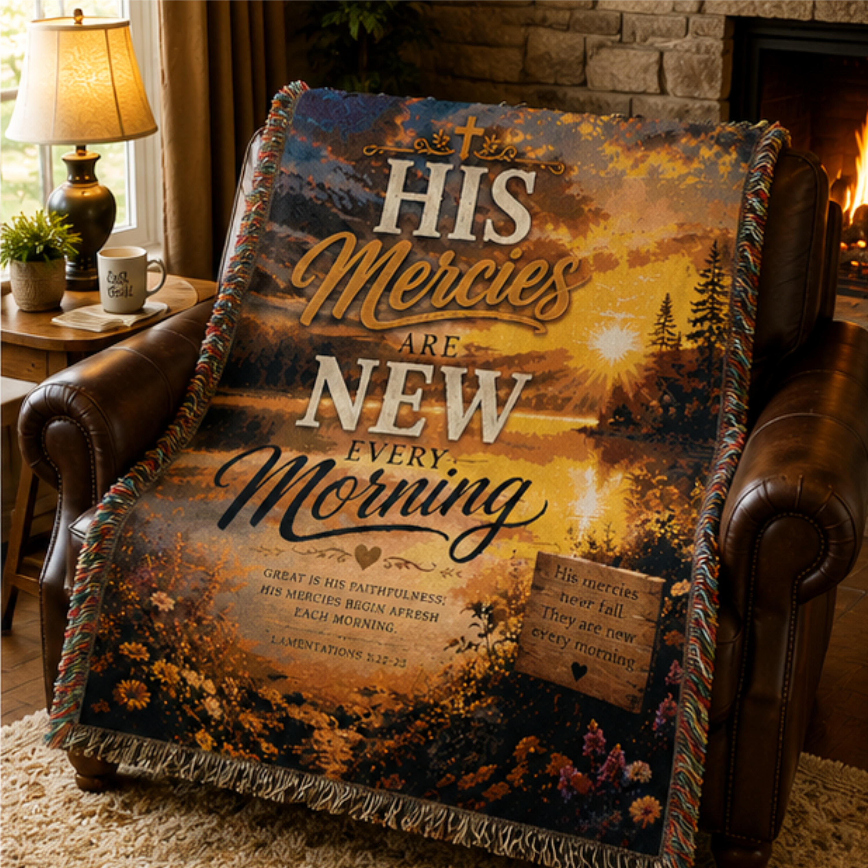 Woven Blanket His Mercies Are New Inspirational Christian Throw