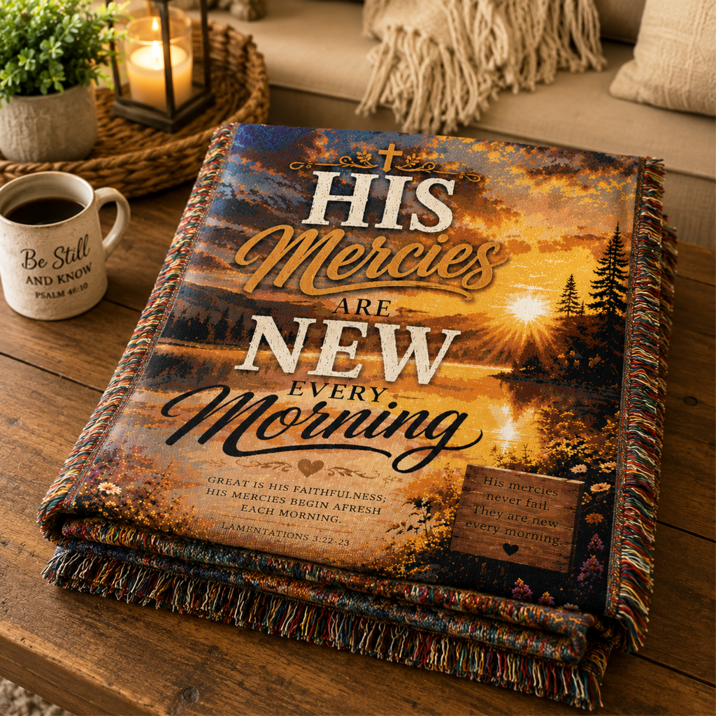 Woven Blanket His Mercies Are New Inspirational Christian Throw
