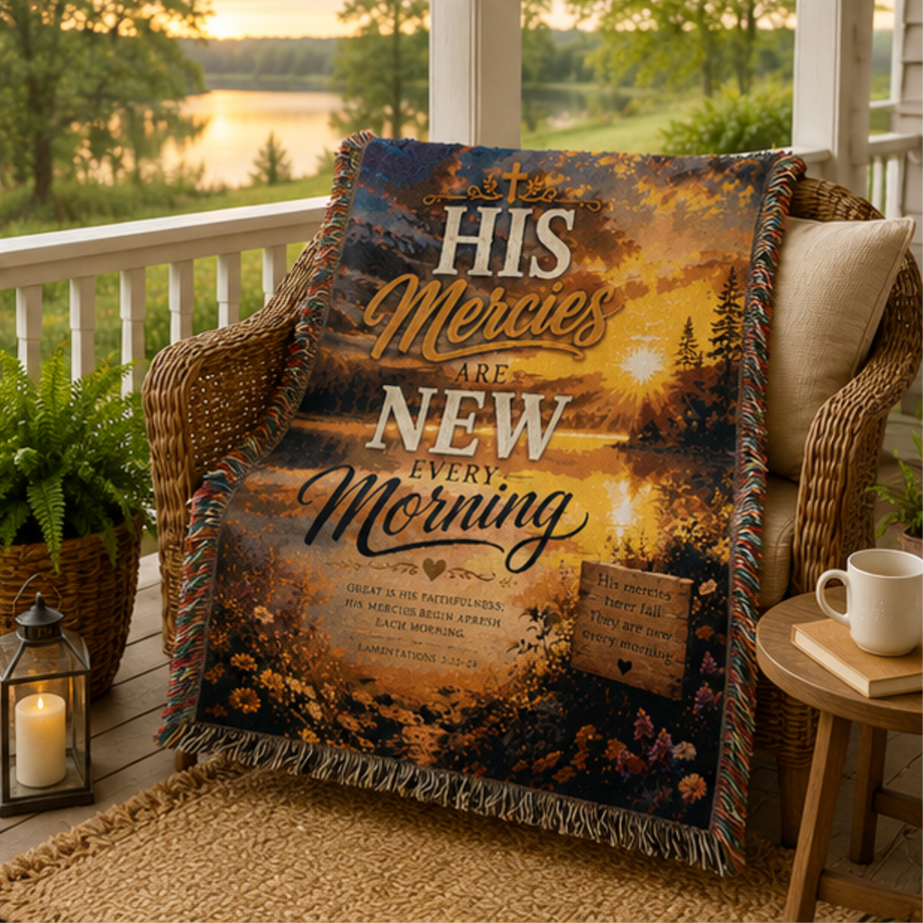 Woven Blanket His Mercies Are New Inspirational Christian Throw