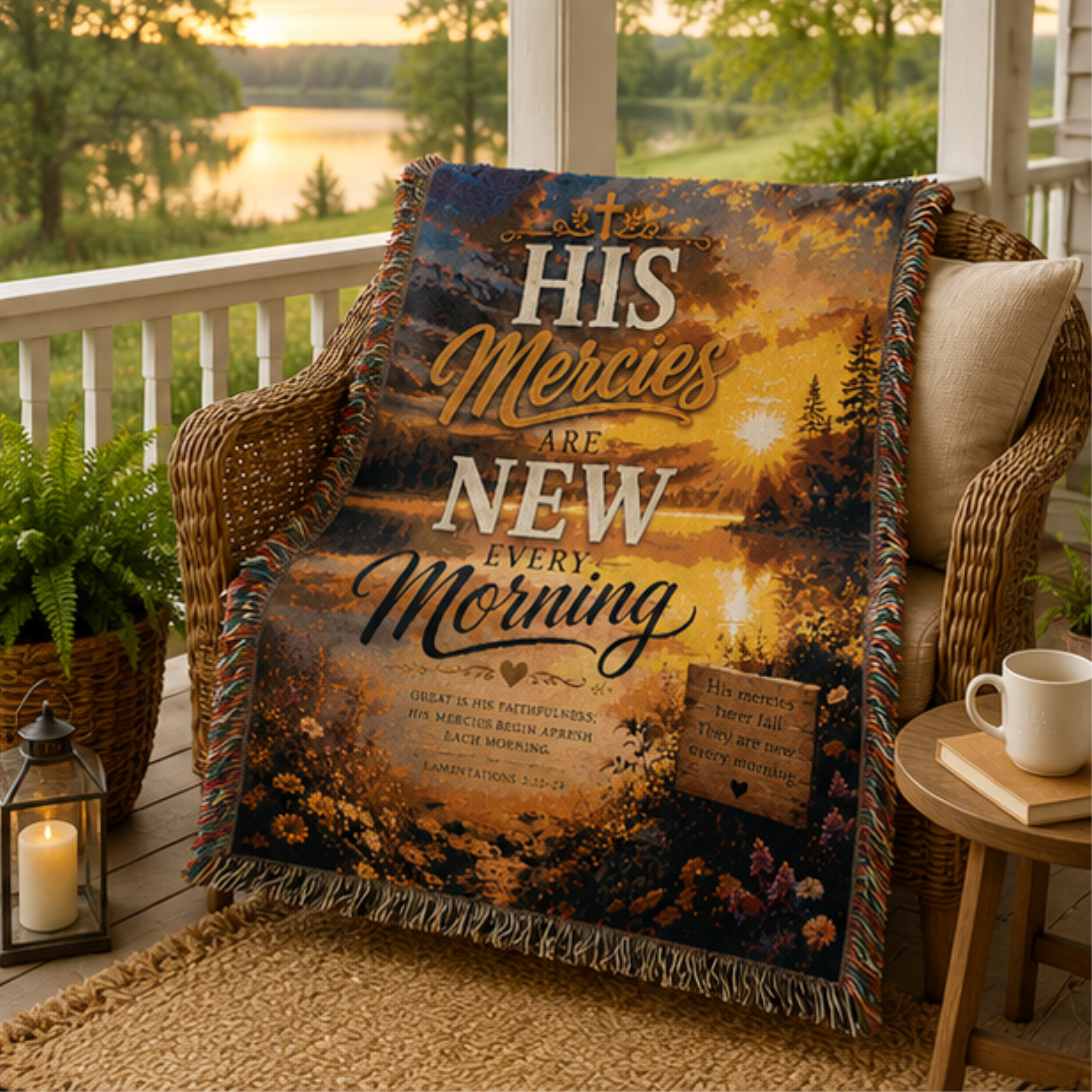 Woven Blanket His Mercies Are New Inspirational Christian Throw