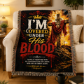 I'm Covered Under His Blood Woven Blanket | Romans 8:1 Christian Throw | Inspirational Faith Gift