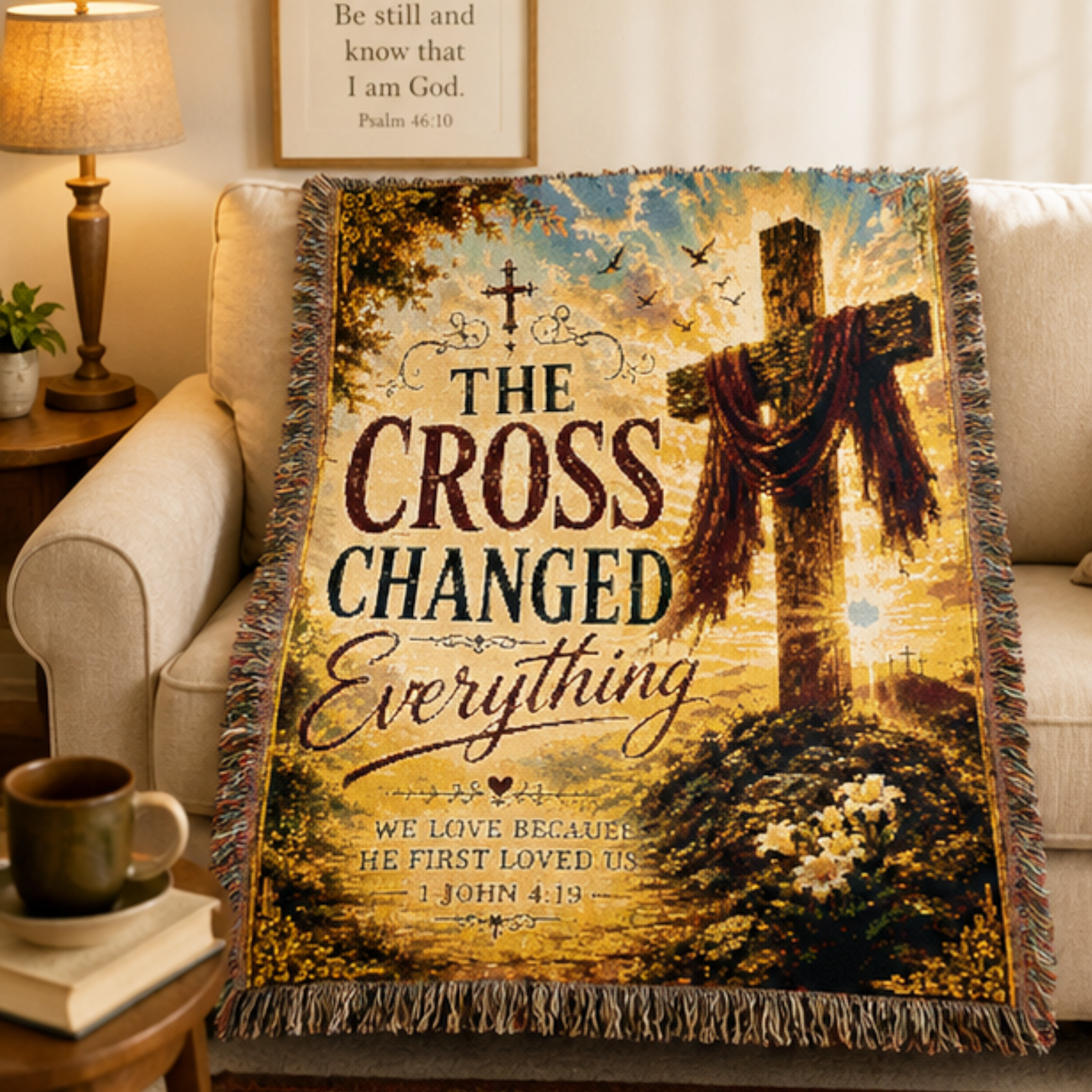 The Cross Changed Everything Woven Blanket