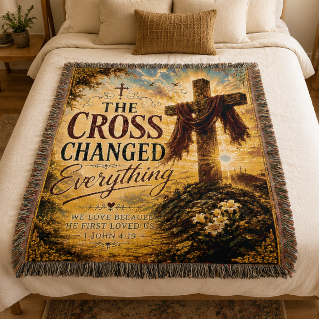 The Cross Changed Everything Woven Blanket