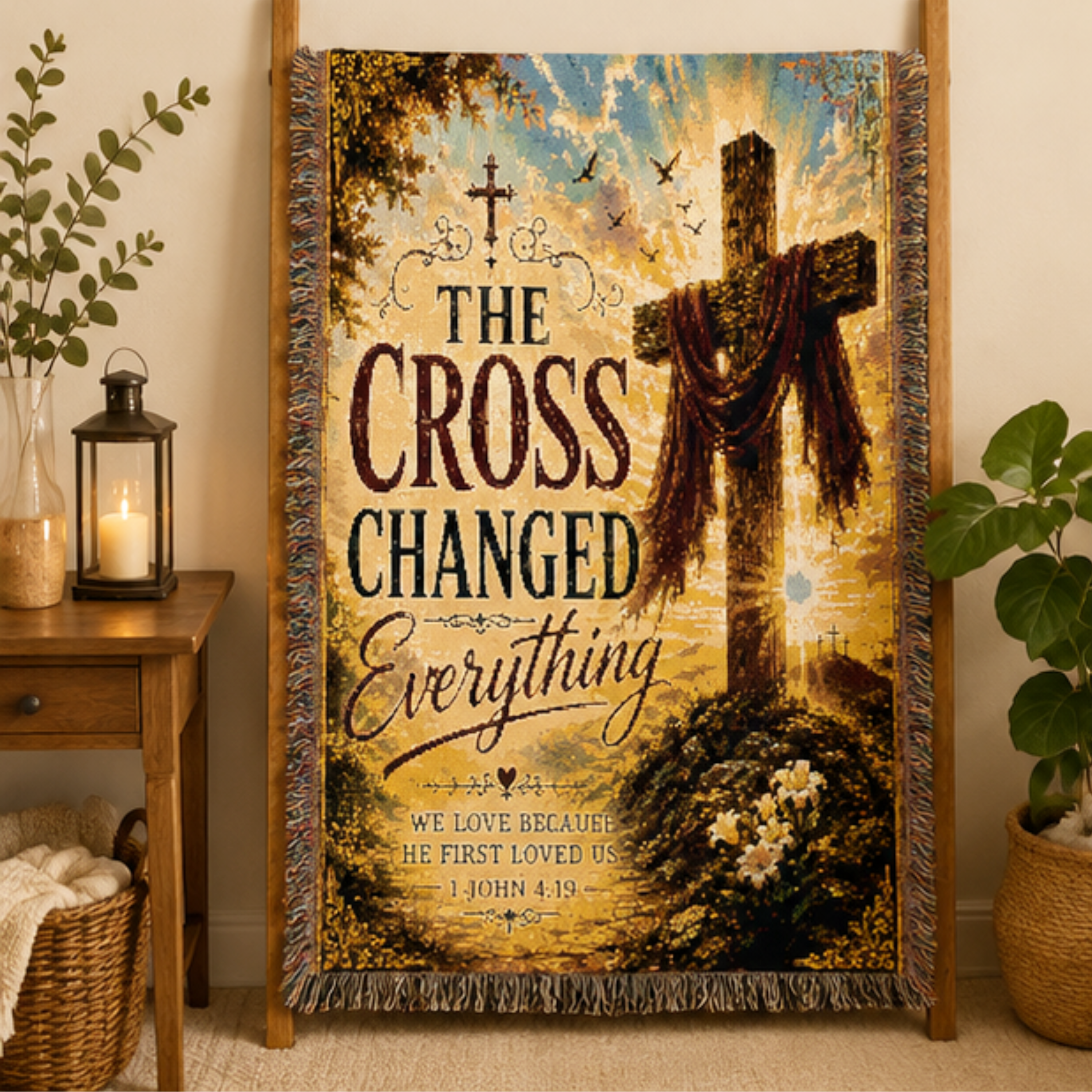 The Cross Changed Everything Woven Blanket