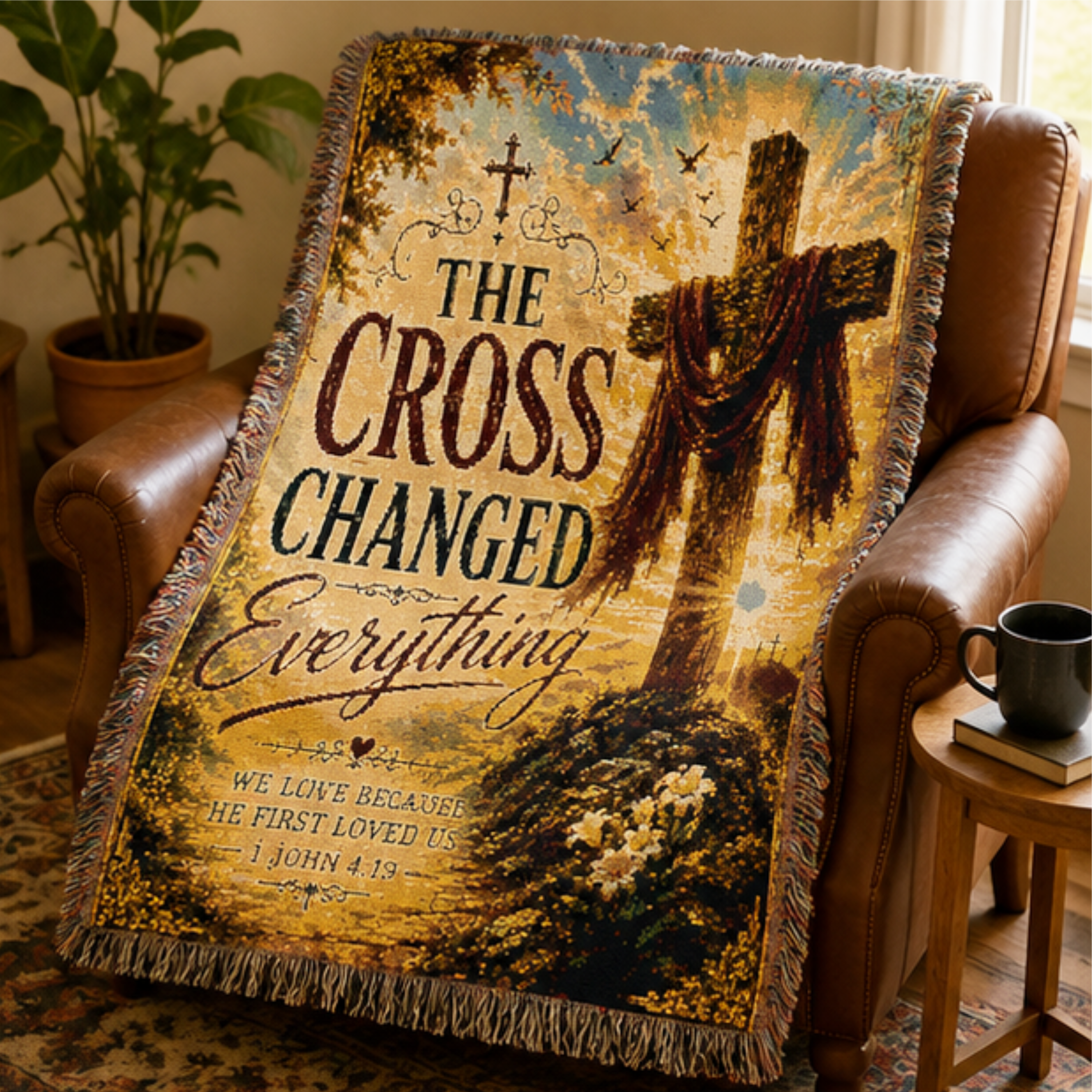 The Cross Changed Everything Woven Blanket