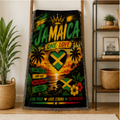 Jamaica One Love Live Free Woven Blanket | Caribbean Throw | Reggae Home Décor