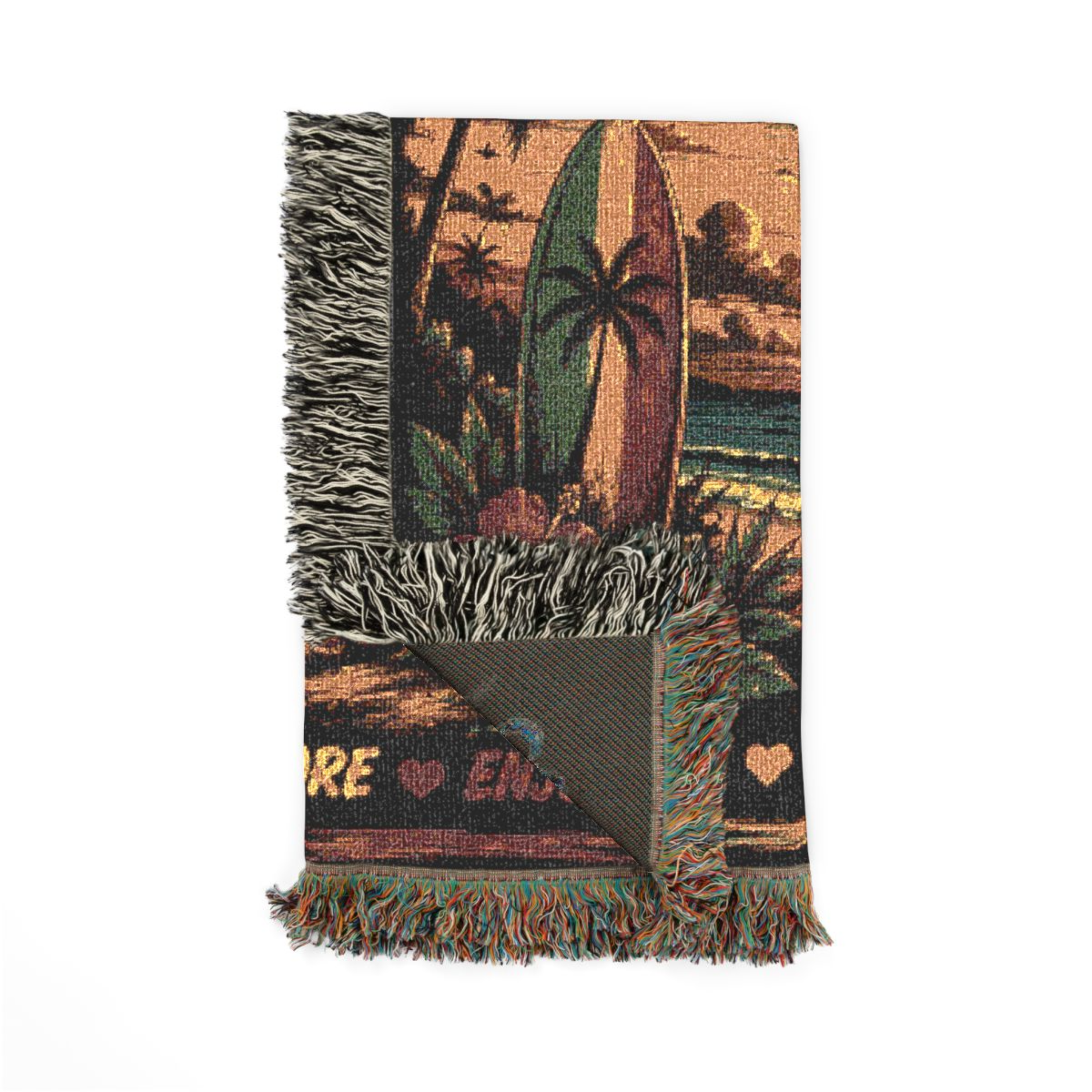 Beach Life One Love Woven Blanket | Caribbean Beach Throw | Tropical Home Decor