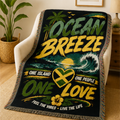 Ocean Breeze One Love Woven Blanket | Caribbean Beach Throw | Tropical Home Decor