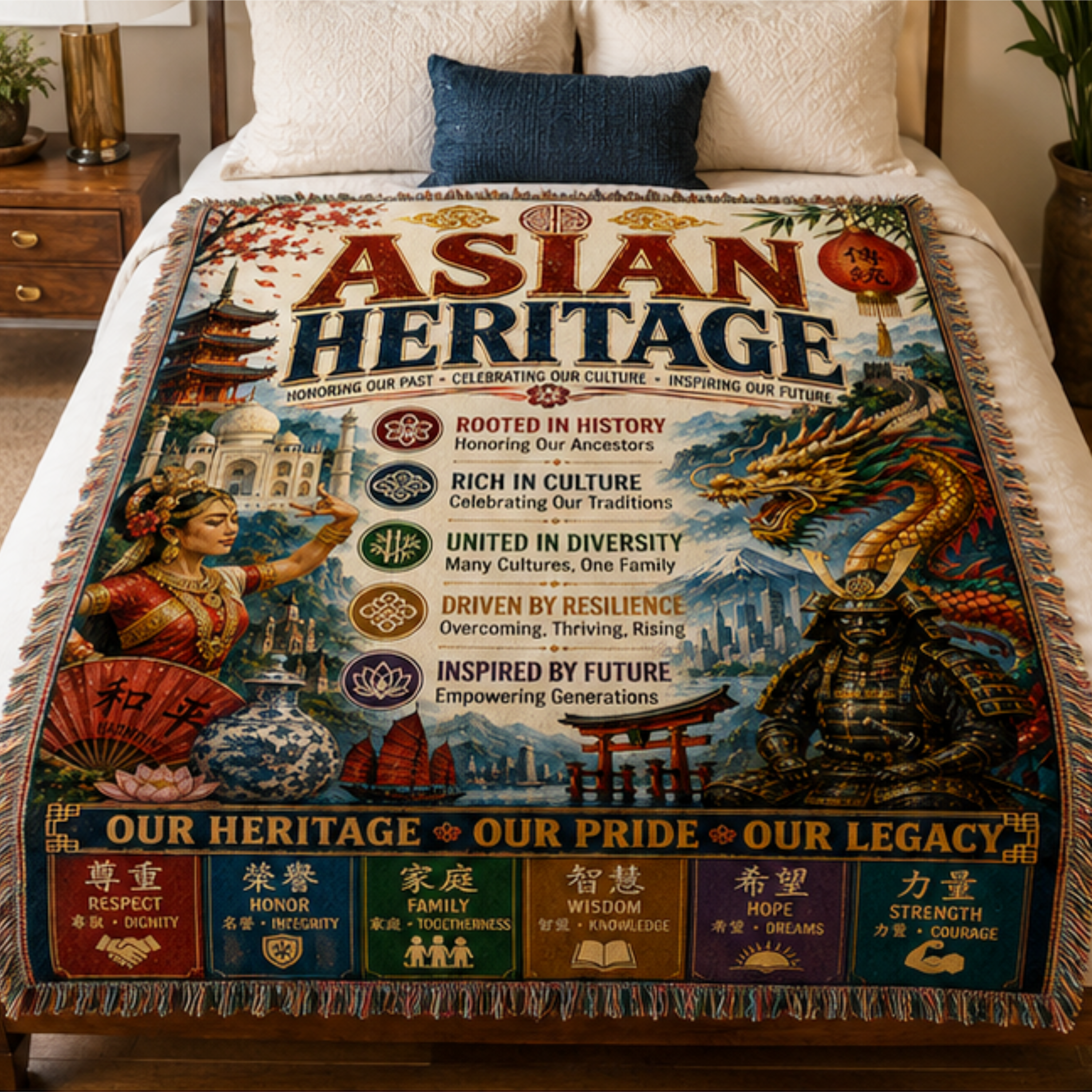 Asian Heritage Woven Blanket | Culture & Tradition