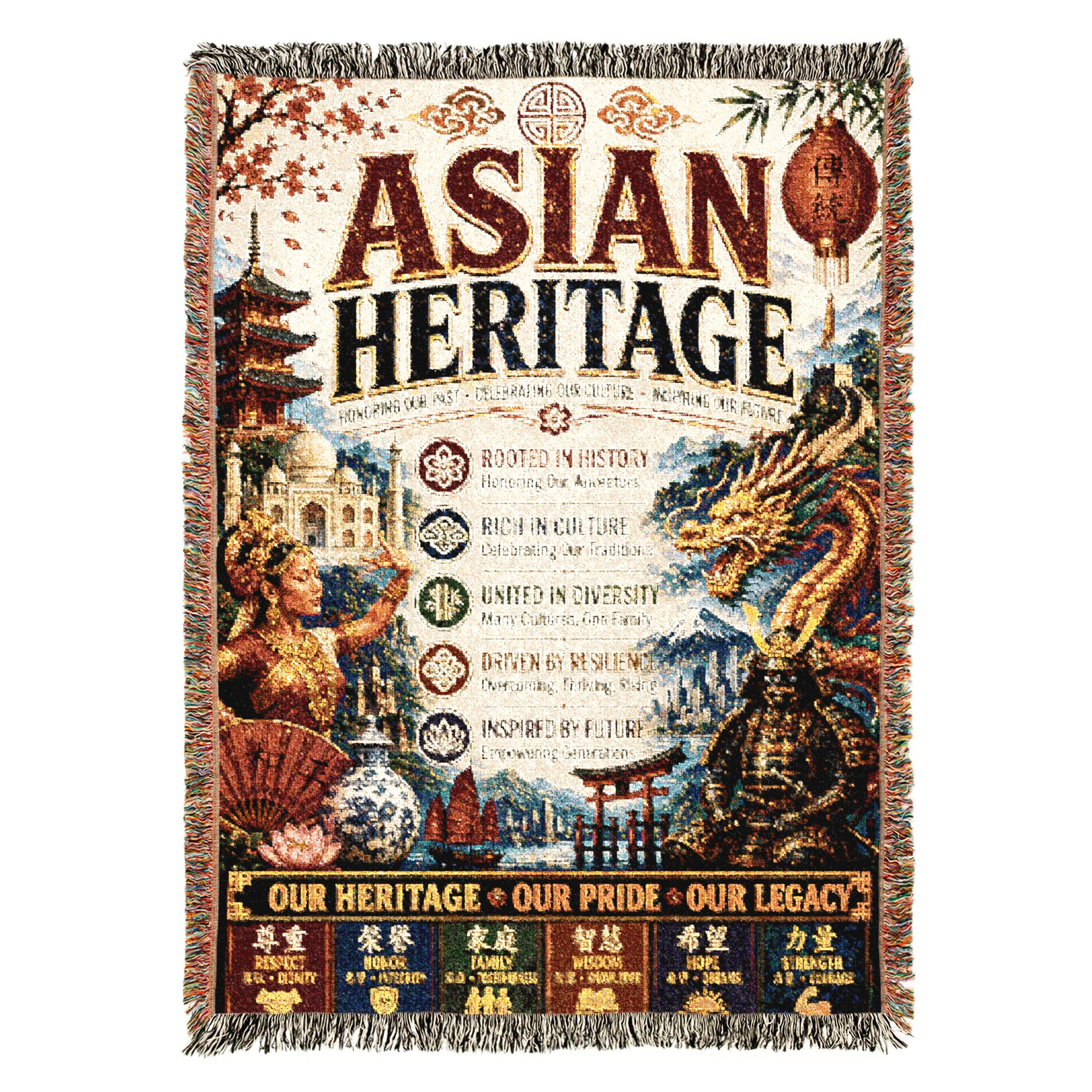 Asian Heritage Woven Blanket | Culture & Tradition