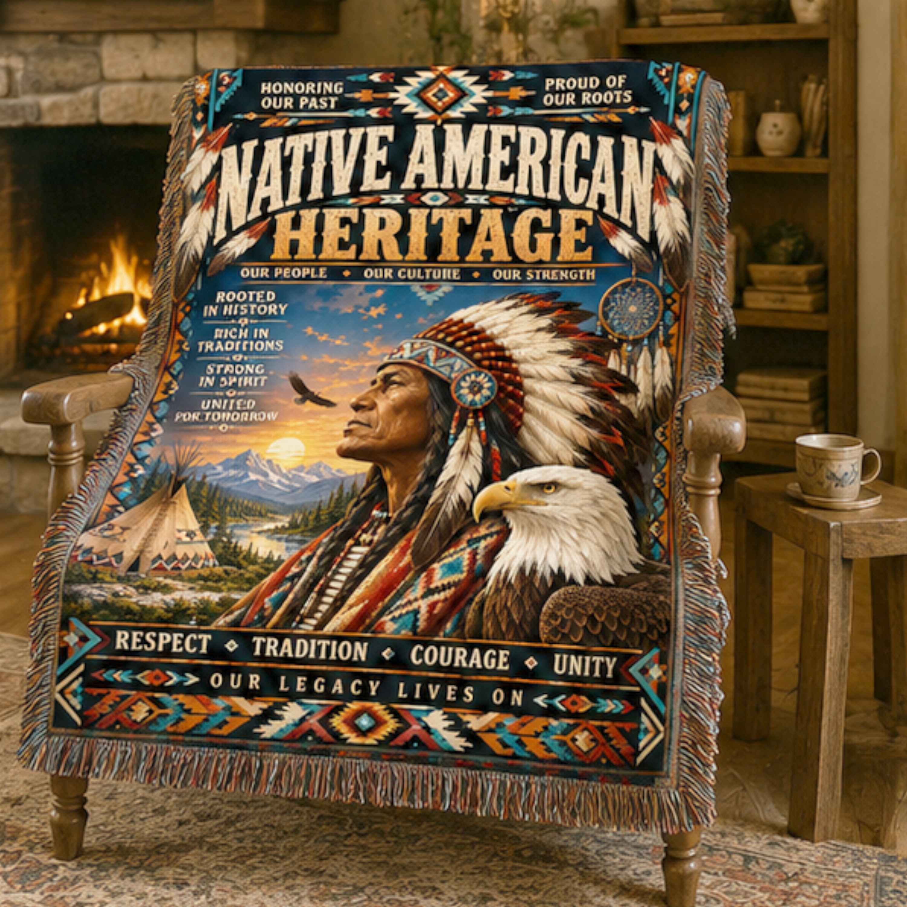 Native American Heritage Woven Blanket
