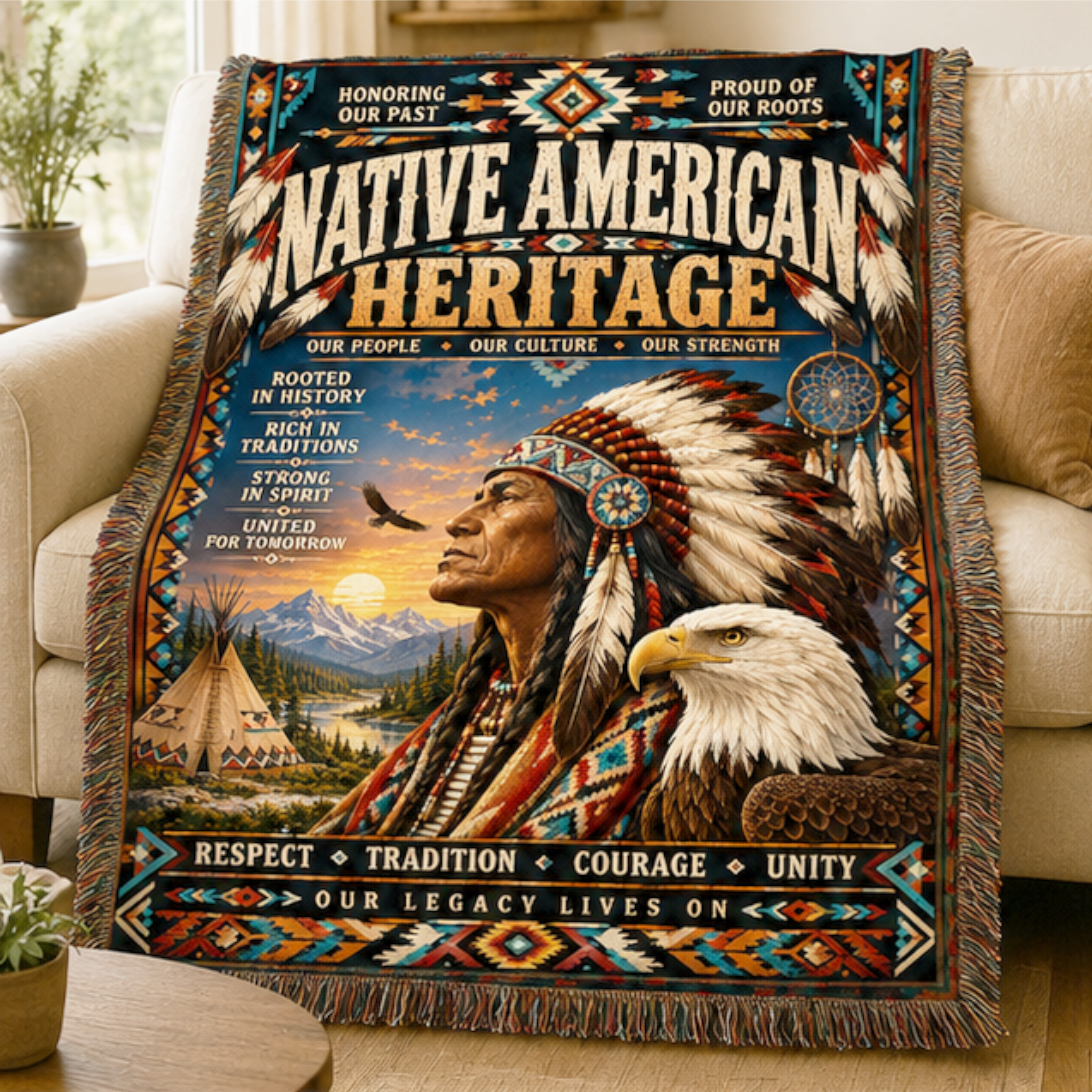 Native American Heritage Woven Blanket