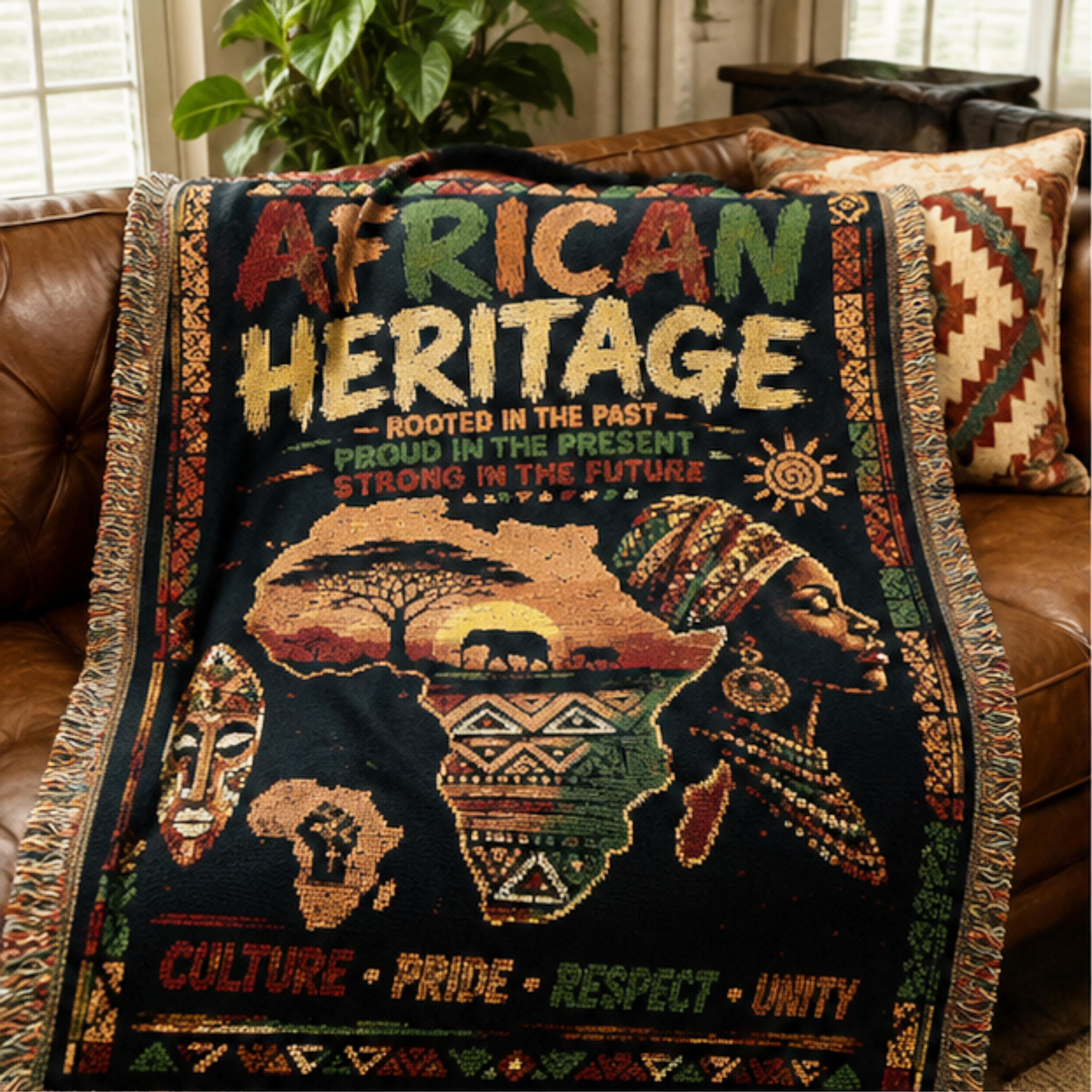 African Heritage Woven Blanket | Culture, Pride & Unity | Premium Cotton Throw