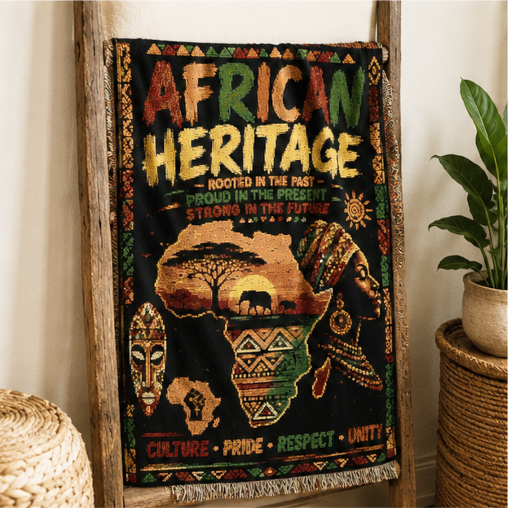 African Heritage Woven Blanket | Culture, Pride & Unity | Premium Cotton Throw