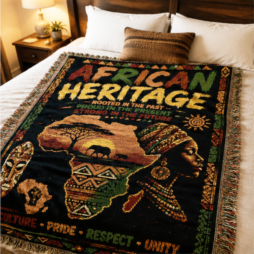 African Heritage Woven Blanket | Culture, Pride & Unity | Premium Cotton Throw