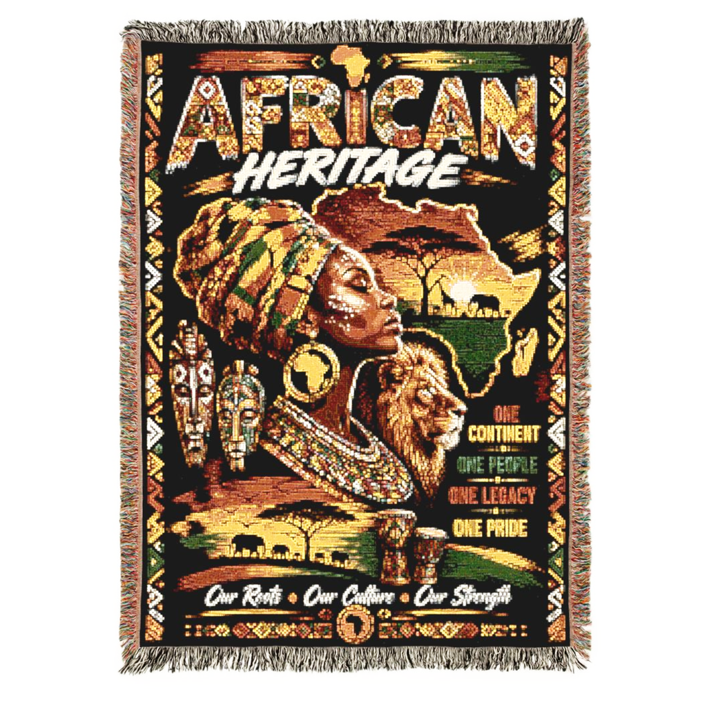 African Heritage Woven Blanket | One Continent, One People | Premium Cotton Throw