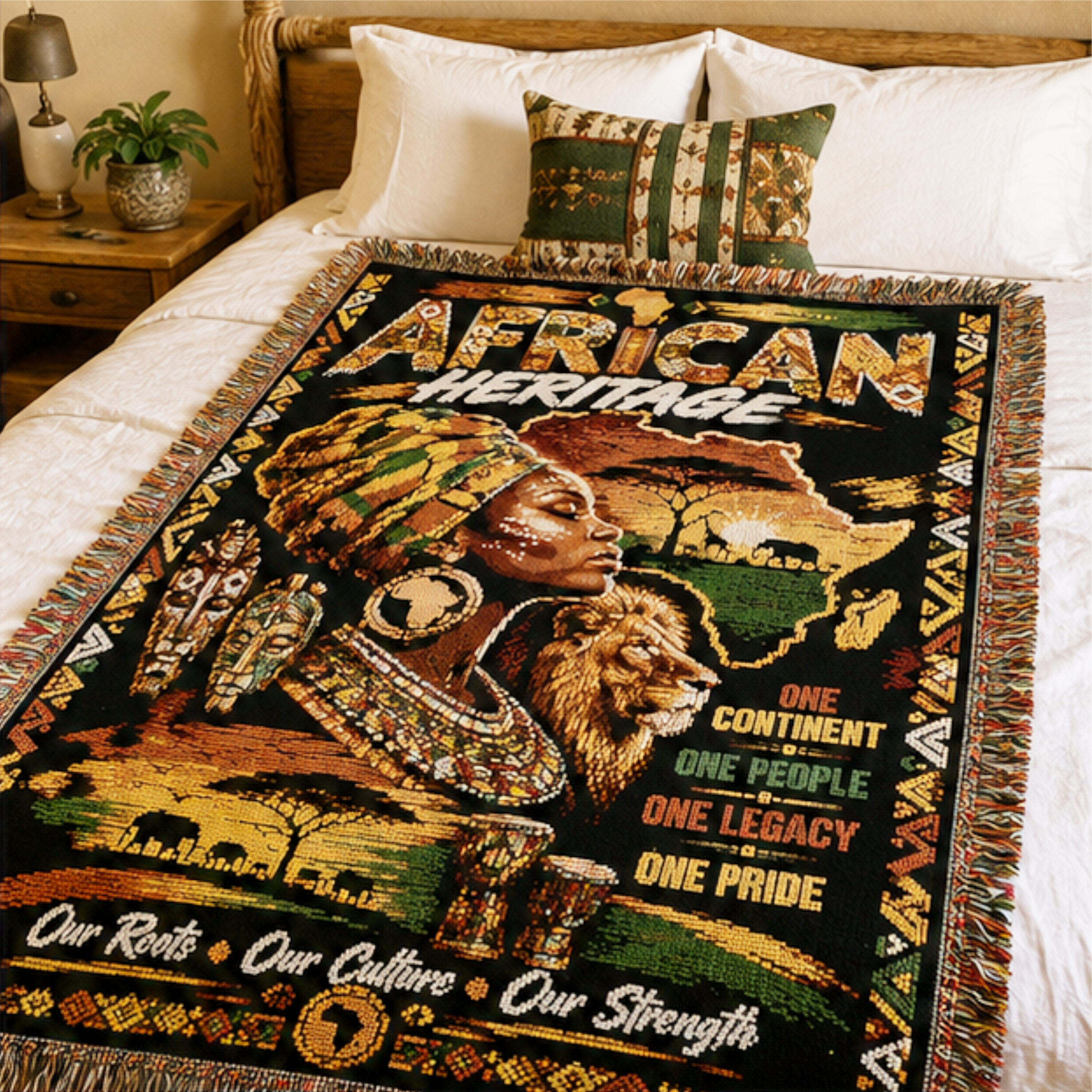 African Heritage Woven Blanket | One Continent, One People | Premium Cotton Throw