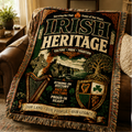 Irish Heritage Woven Throw Blanket – Vintage Celtic Pub Label Design