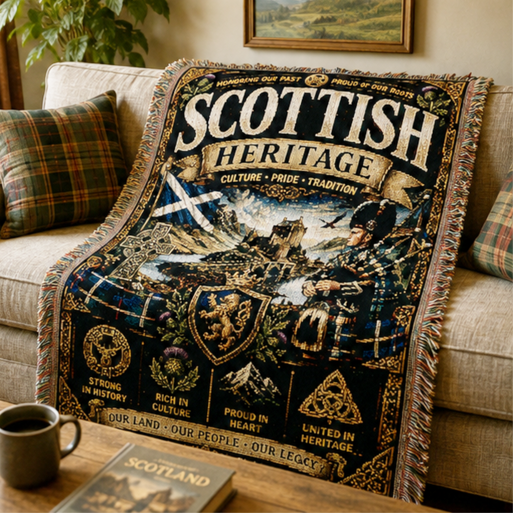 Scottish Heritage Woven Blanket | Culture, Pride & Tradition | Premium Cotton Throw