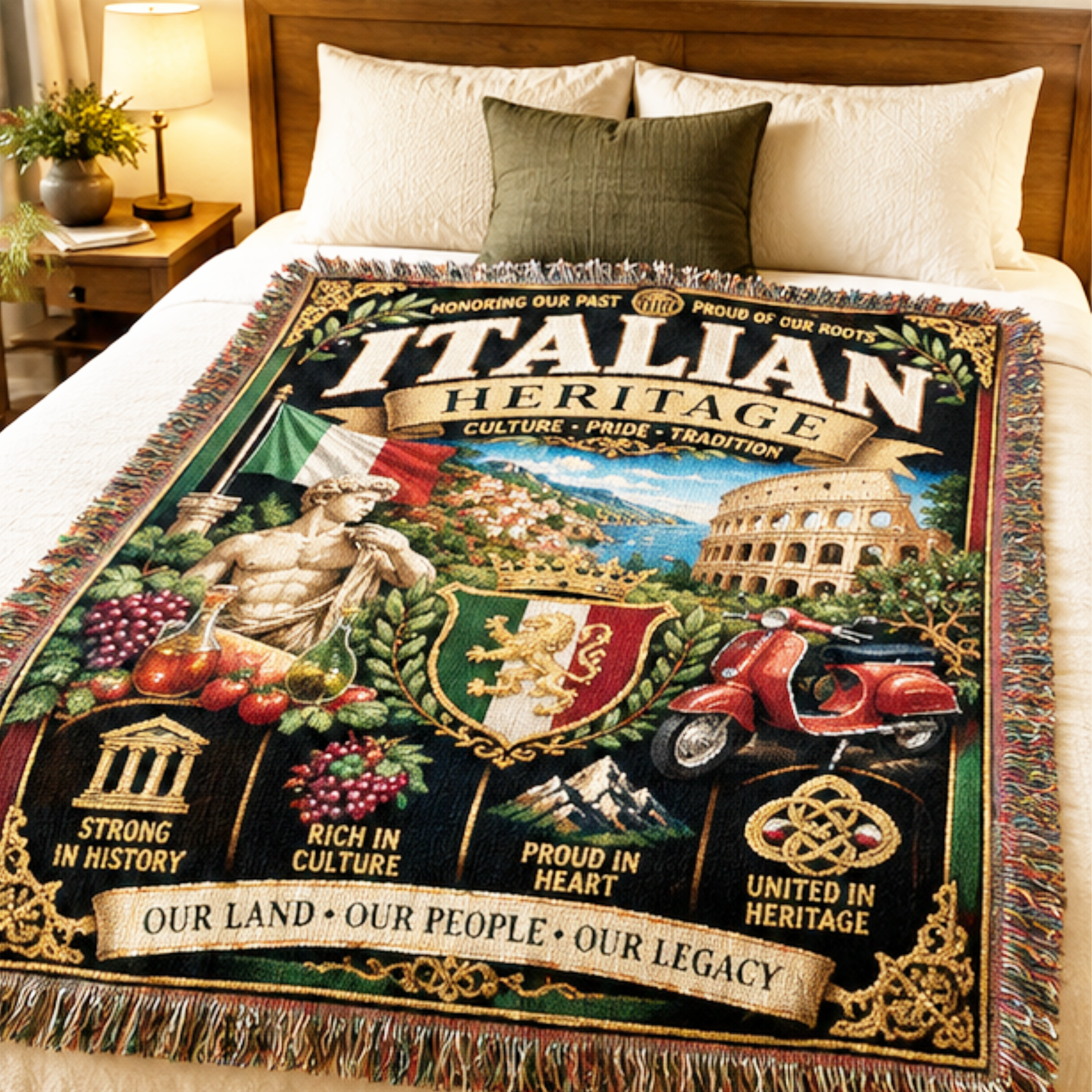Italian Heritage Woven Blanket | Culture, Pride & Tradition | Premium Cotton Throw