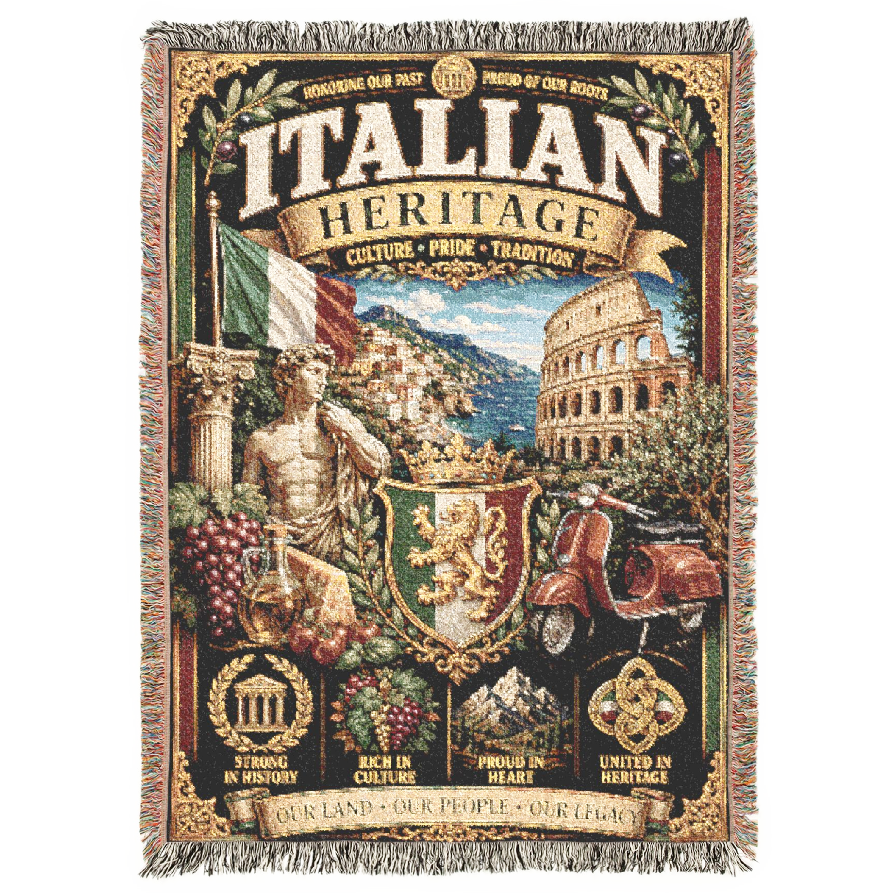 Italian Heritage Woven Blanket | Culture, Pride & Tradition | Premium Cotton Throw