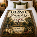 Home Is Where Family Begins Woven Blanket | Premium Cotton Throw