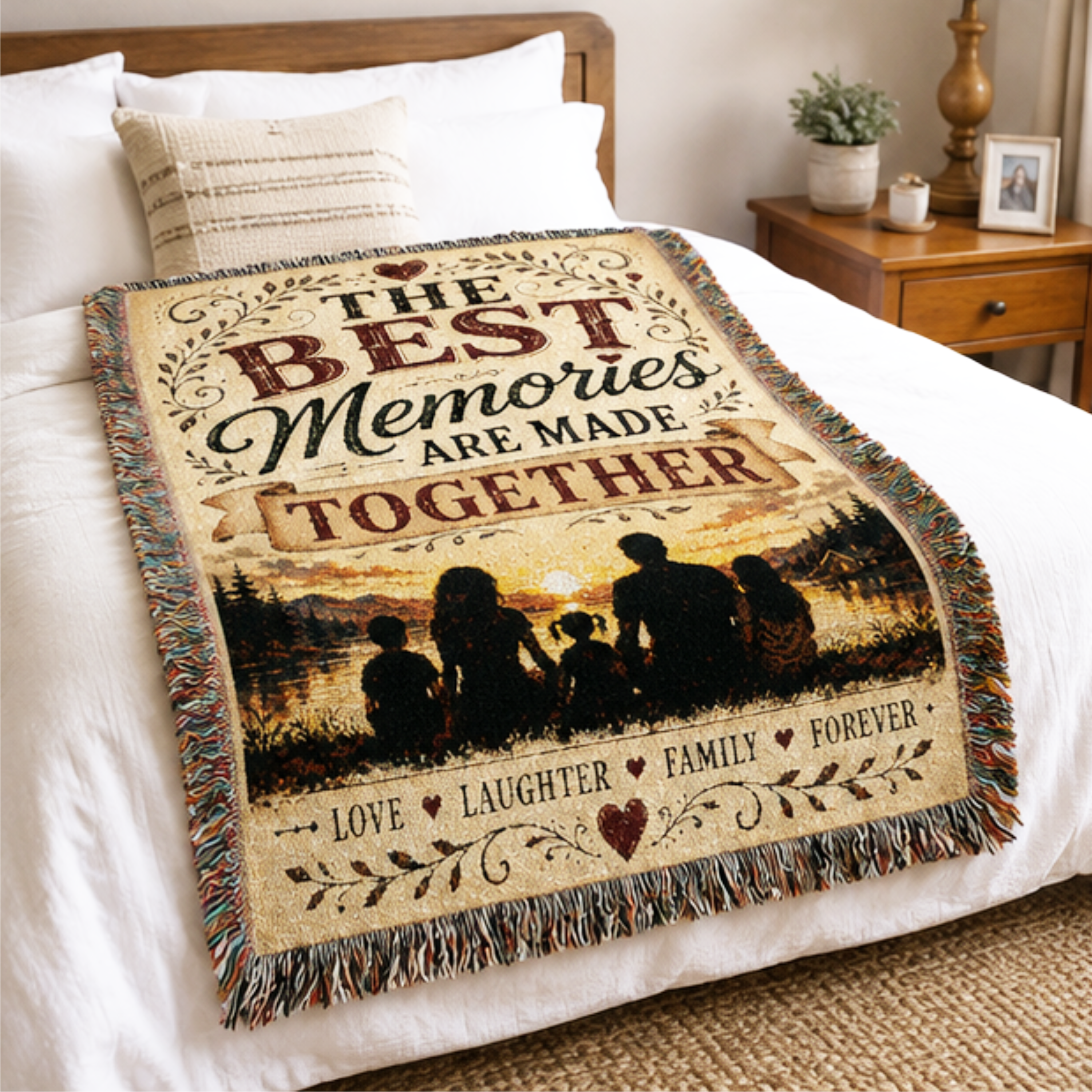 The Best Memories Are Made Together Woven Blanket | Premium Cotton Throw