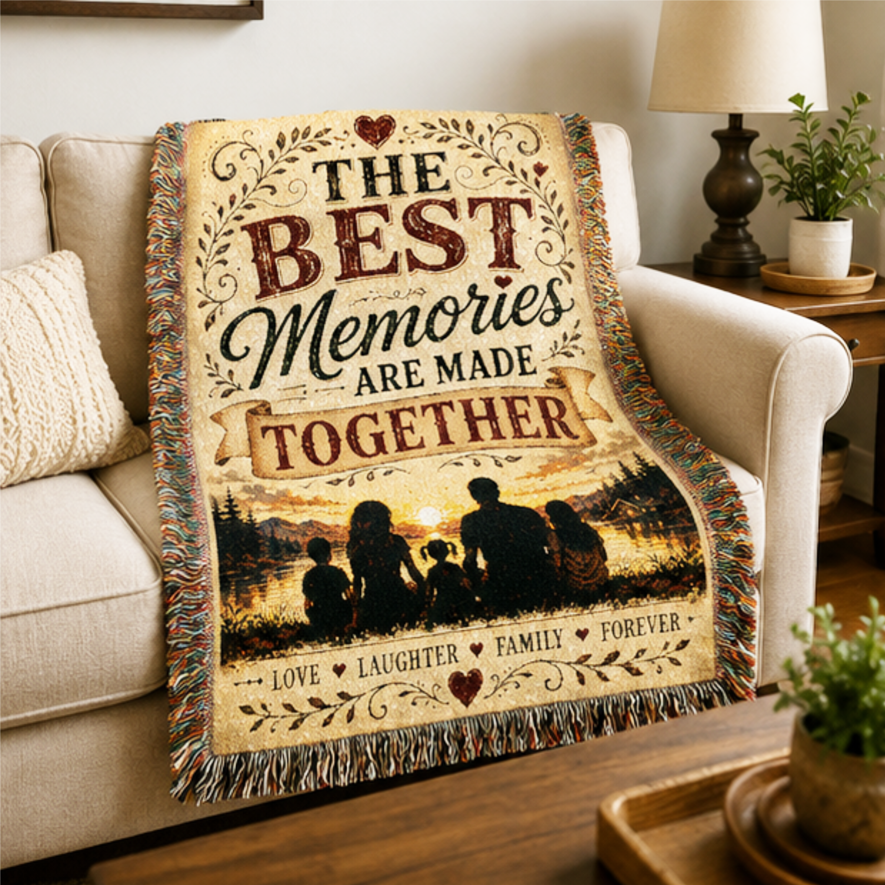 The Best Memories Are Made Together Woven Blanket | Premium Cotton Throw