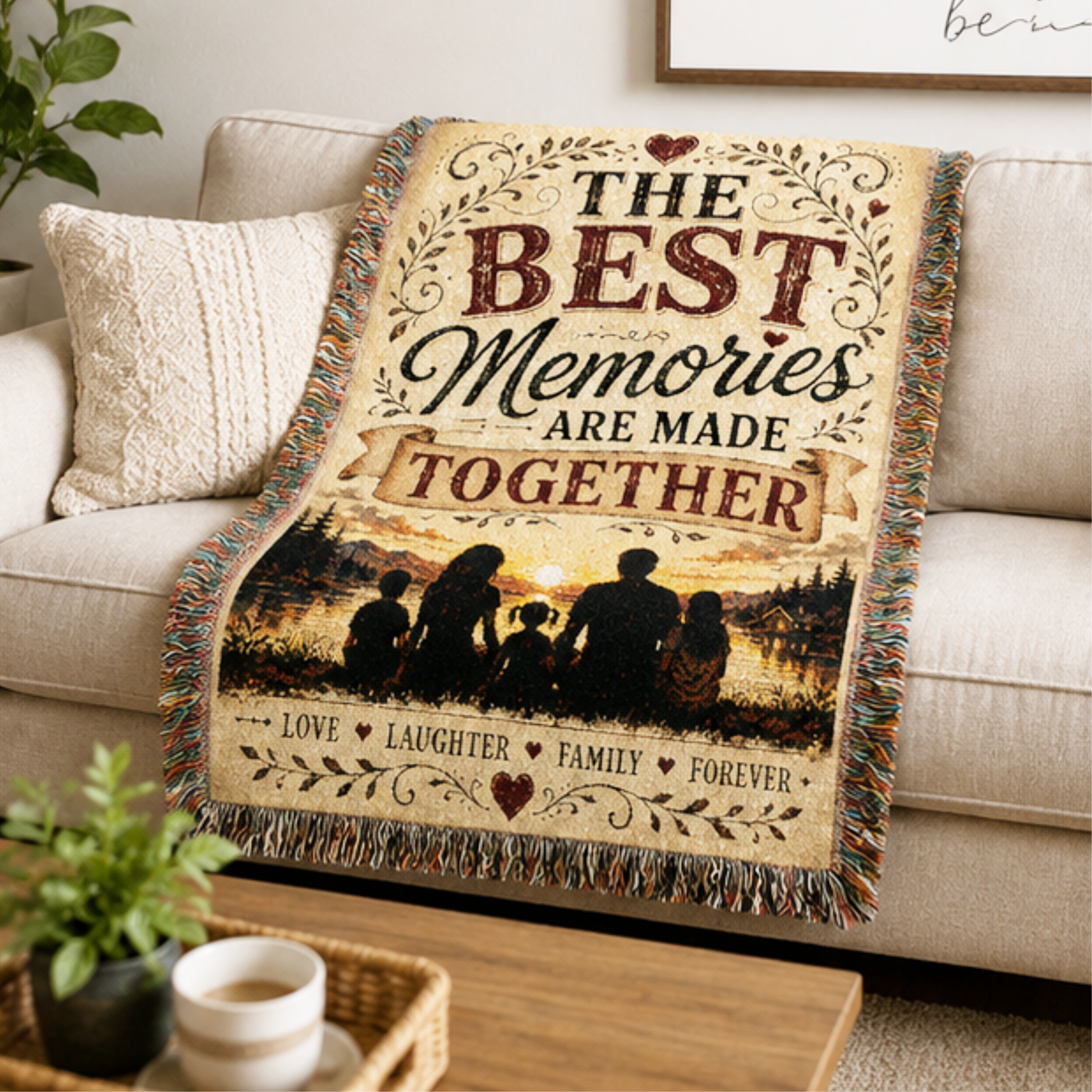 The Best Memories Are Made Together Woven Blanket | Premium Cotton Throw