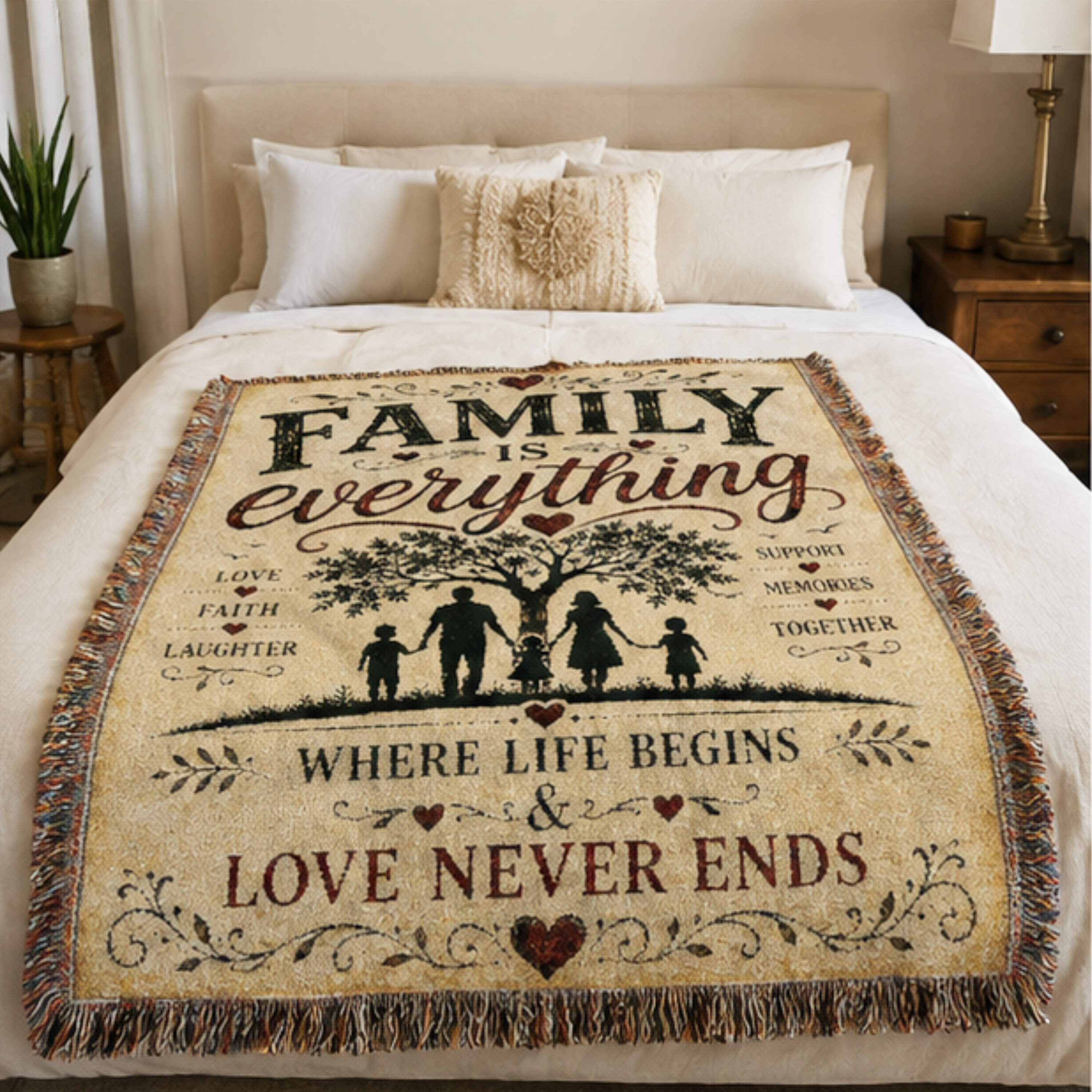 Family Is Everything Woven Blanket | Premium Cotton Throw