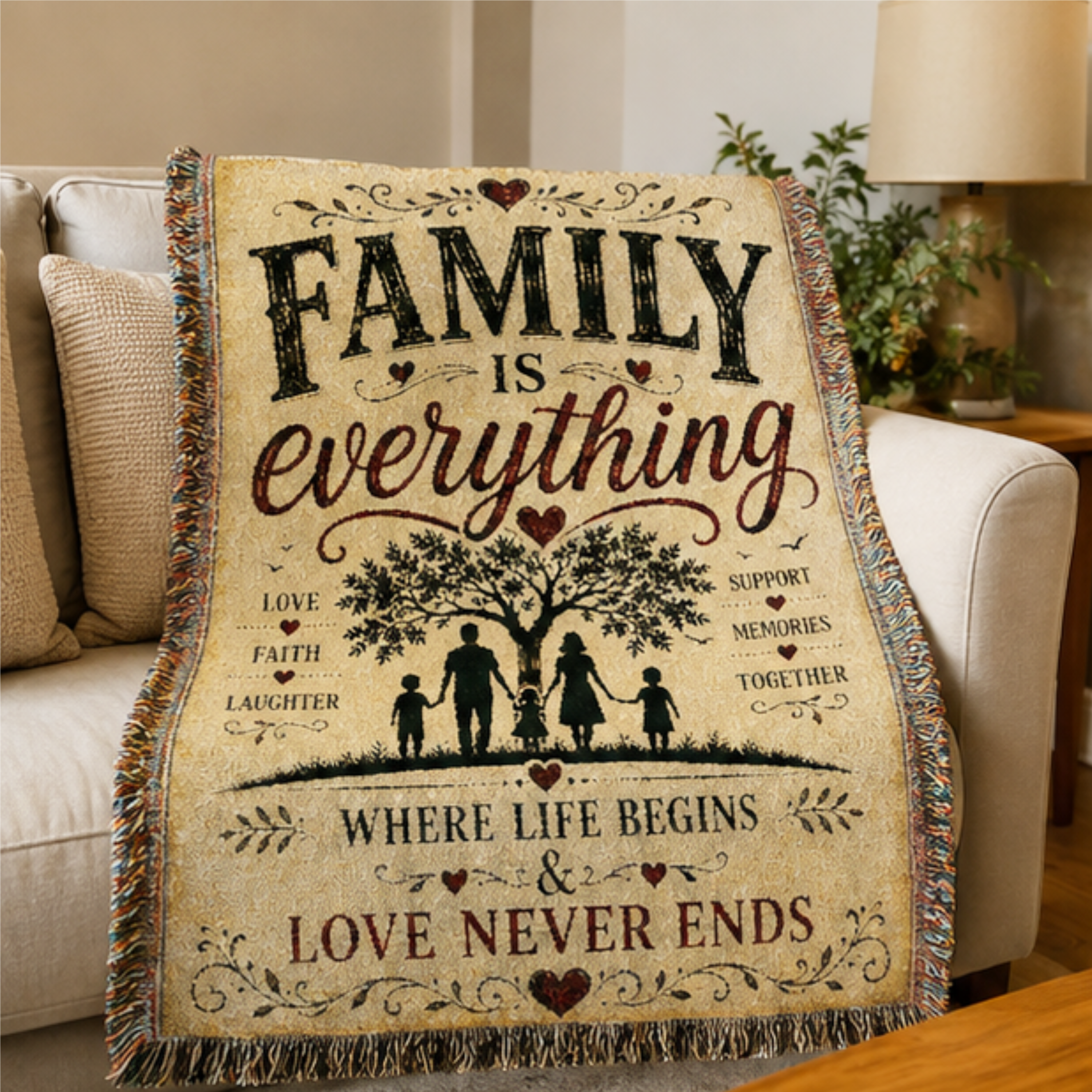 Family Is Everything Woven Blanket | Premium Cotton Throw