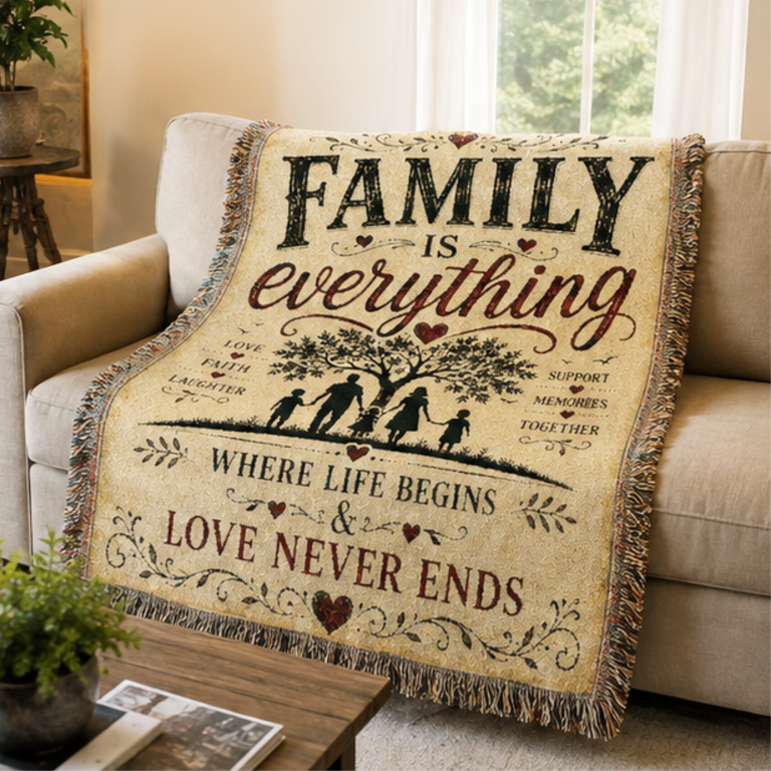 Family Is Everything Woven Blanket | Premium Cotton Throw