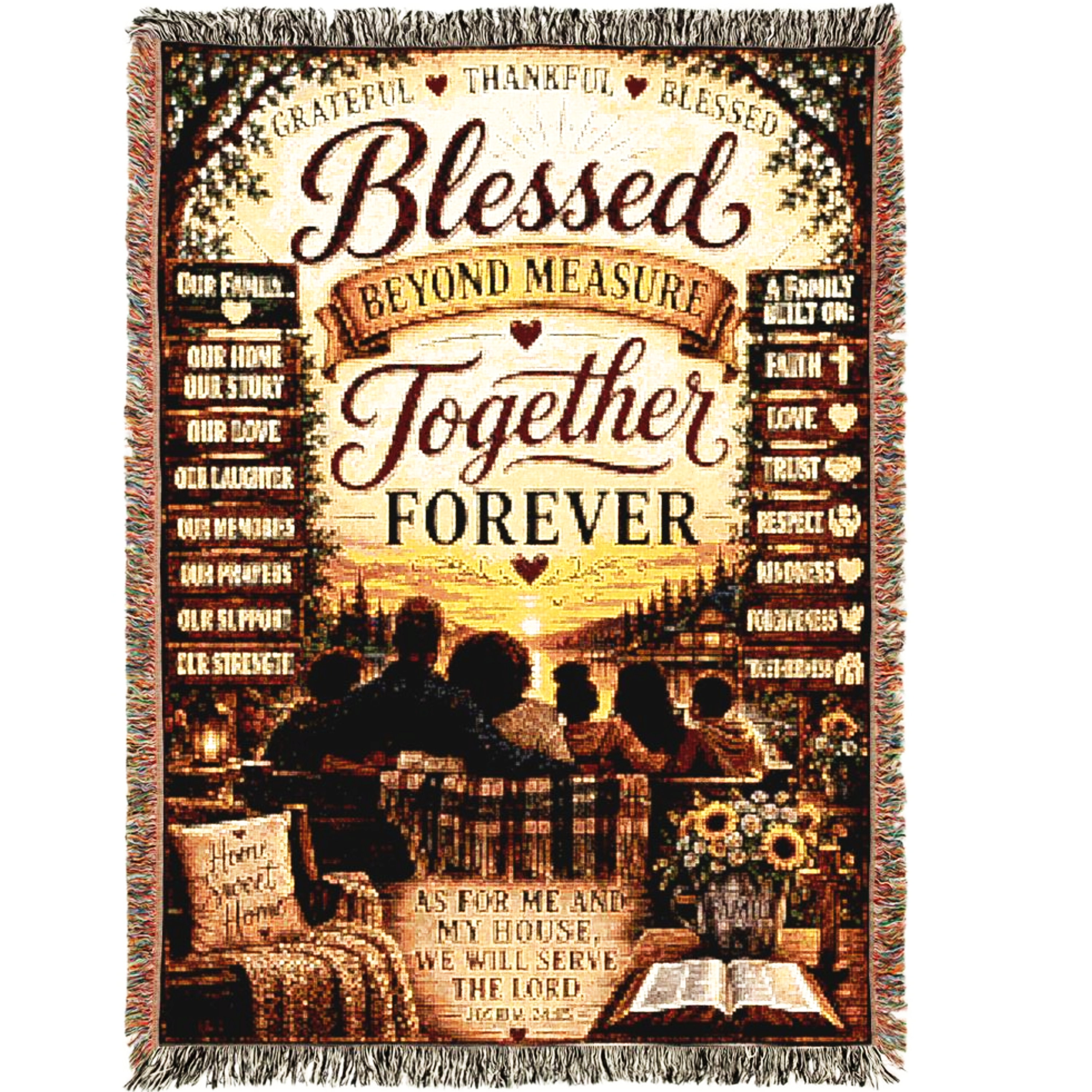 Blessed Beyond Measure Together Forever Woven Blanket | Premium Christian Family Cotton Throw