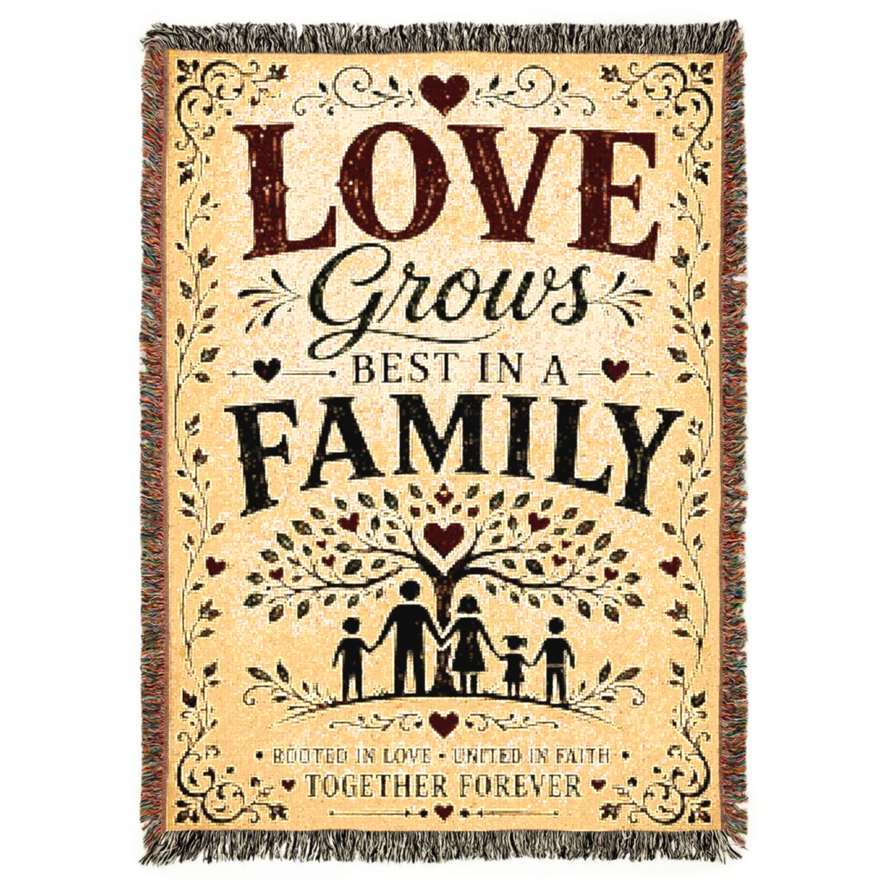 Love Grows Best in a Family Woven Blanket | Premium Cotton Throw